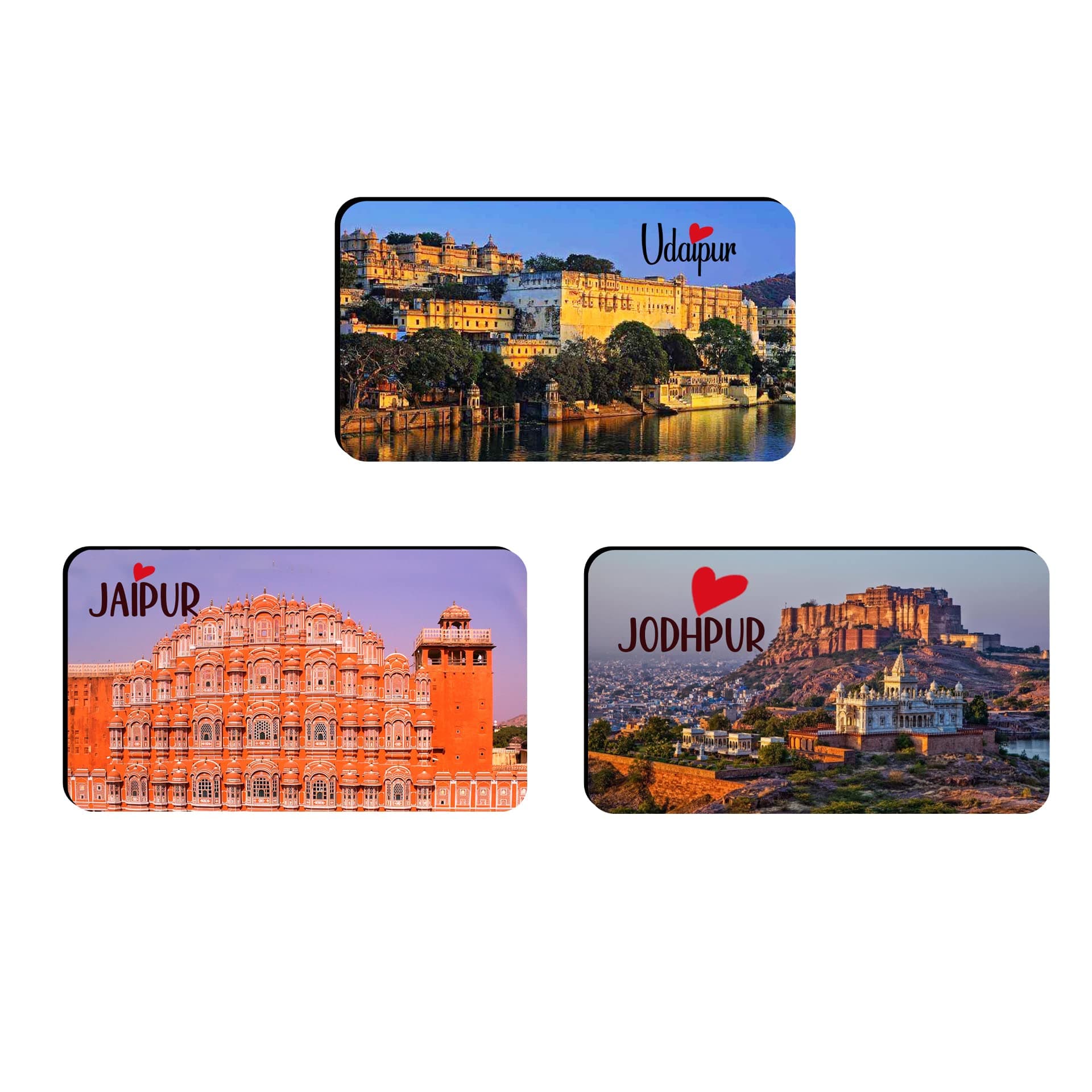 AVI Rubber Rectangular Fridge Magnets Multicolour Udaipur Jaipur Jodhpur Design Travel Souvenir C3RFM00153