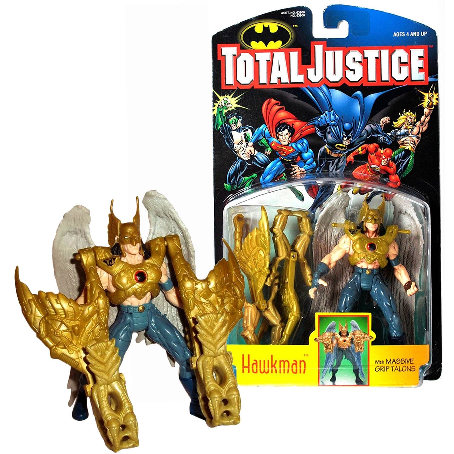 Total Justice Kenner Year 1996 DC Comics Batman Series 5 Inch Tall Action Figure - HAWKMAN with Massive Grip Talons