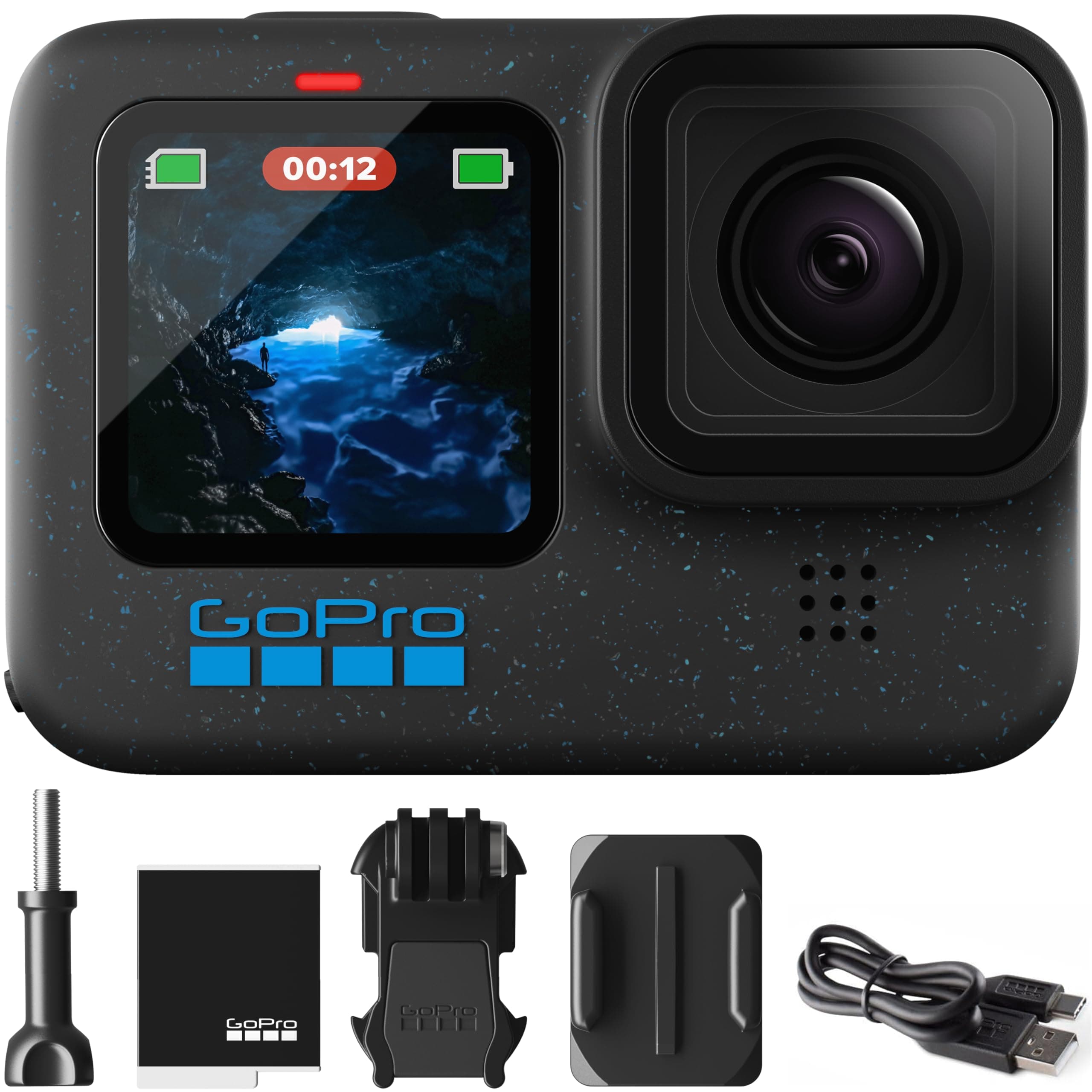 Hero12 Black E-Commerce Package - Waterproof Action Camera with 5.3K60 Ultra HD Video, 27MP Photos, HDR, 1/1.9" Image Sensor, Live Streaming, Webcam, Stabilization