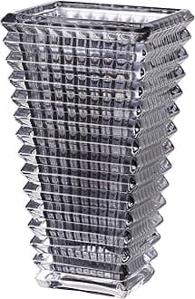 Crystal Vase, Large Crystal Vases for Flowers, Black Large Flower Vase, Modern Glass Vases for Living Room, Bedroom, Kitchen, Dining Table, Mantle, Wedding, 9 Inches