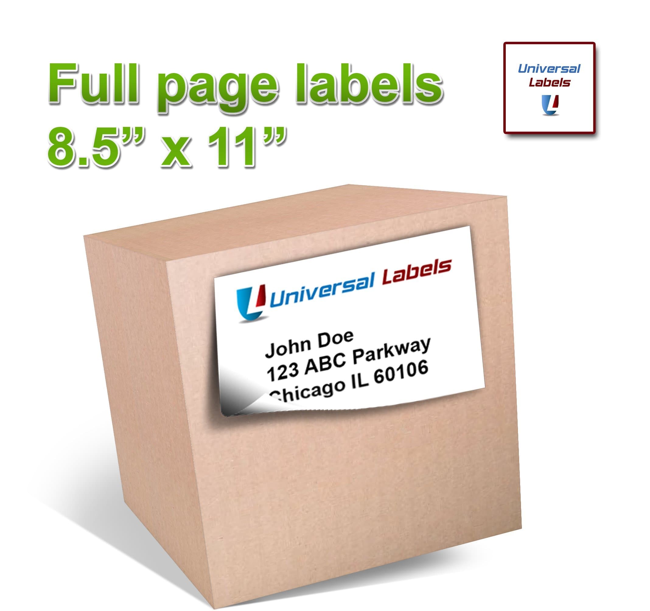Full Page Shipping Labels, 8.5" x 11" Label, Vertically Slit on Back for Smooth Peel - Matte White - Permanent Adhesive (100 Sheets)