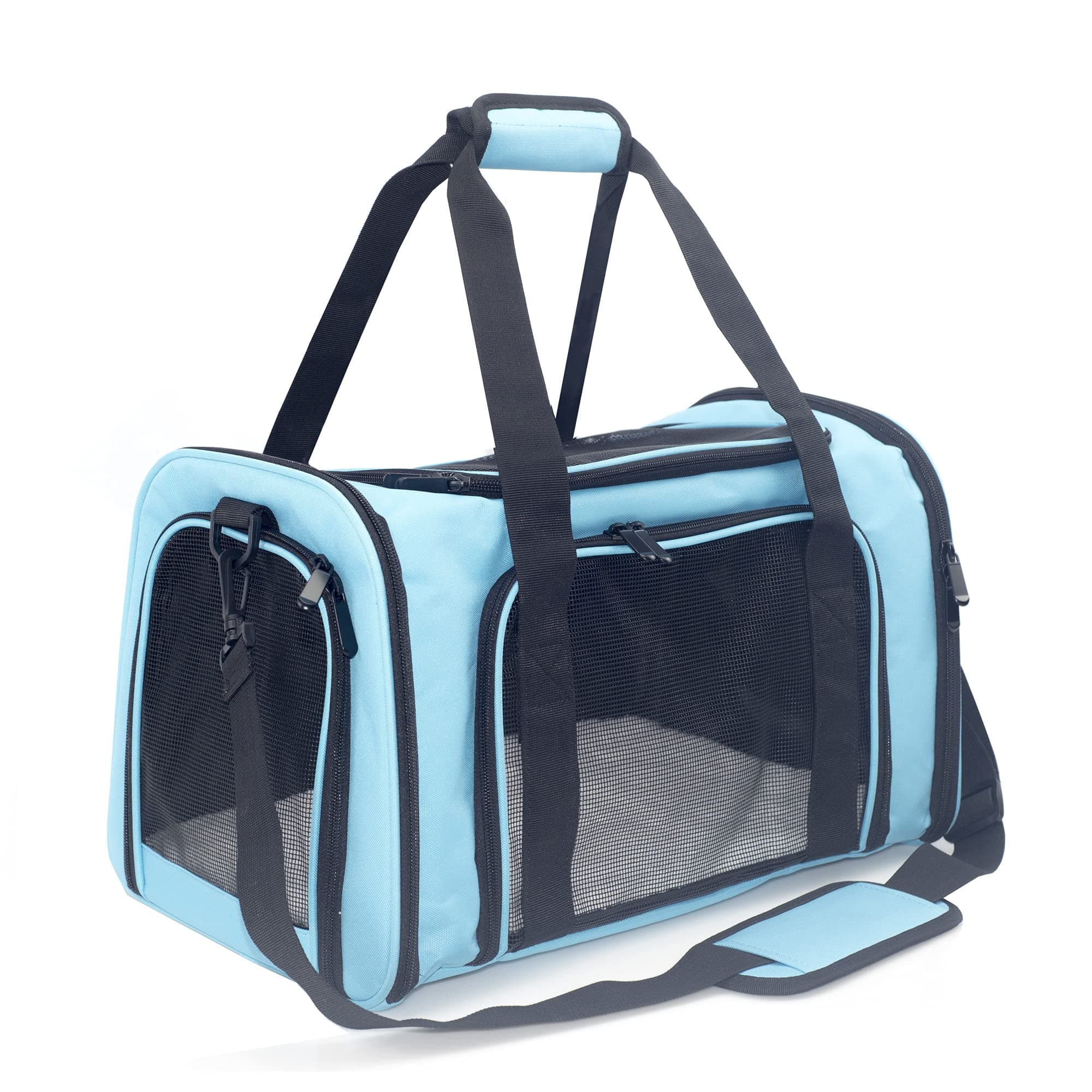 Soft Sided Carrier for Small Medium Cats Dogs,Removable Pad Collapsible Travel Pet Carrier Large Blue