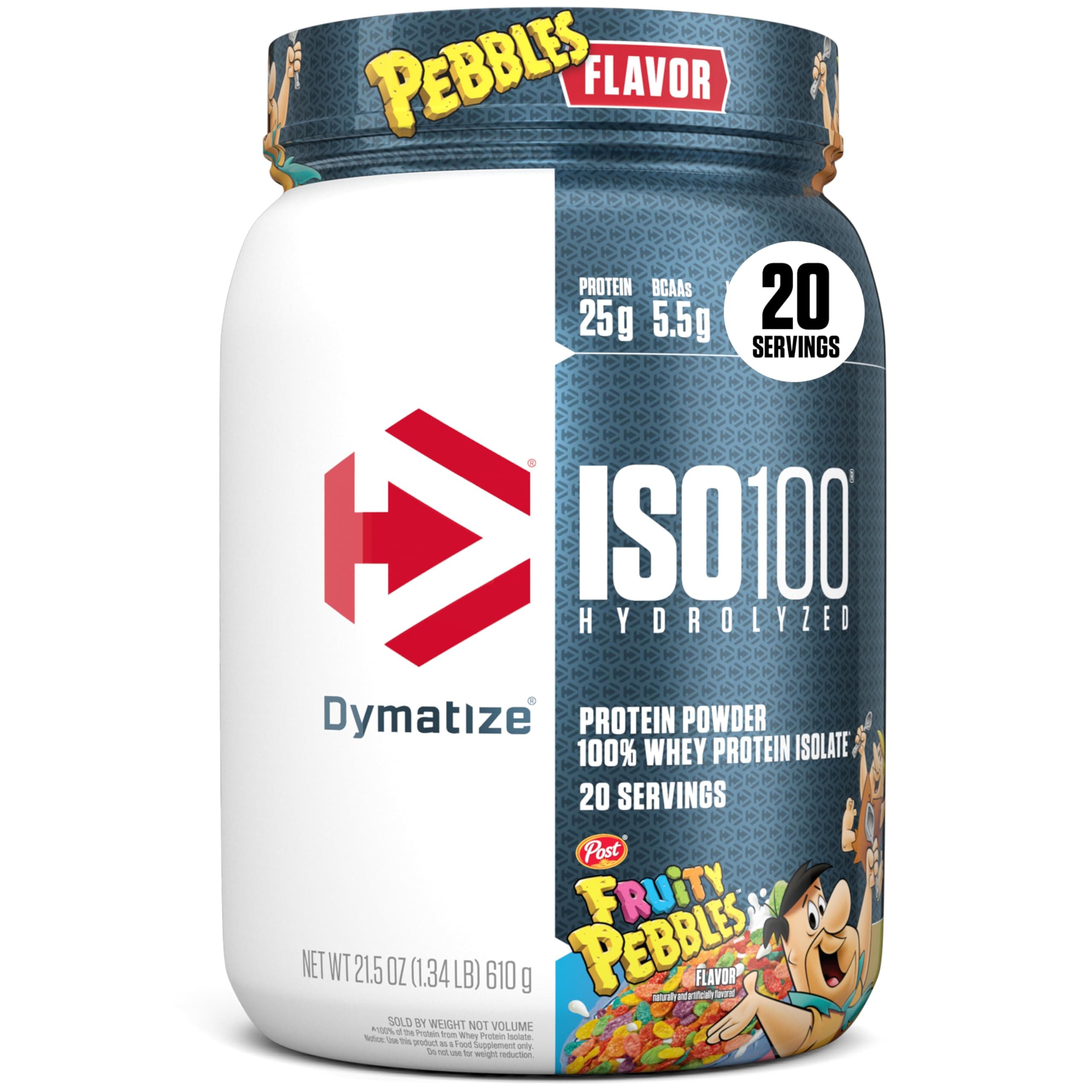 ISO100 Hydrolyzed Whey Protein Isolate,20 Servings, 25 G Protein (610 G, Fruity Pebbles)