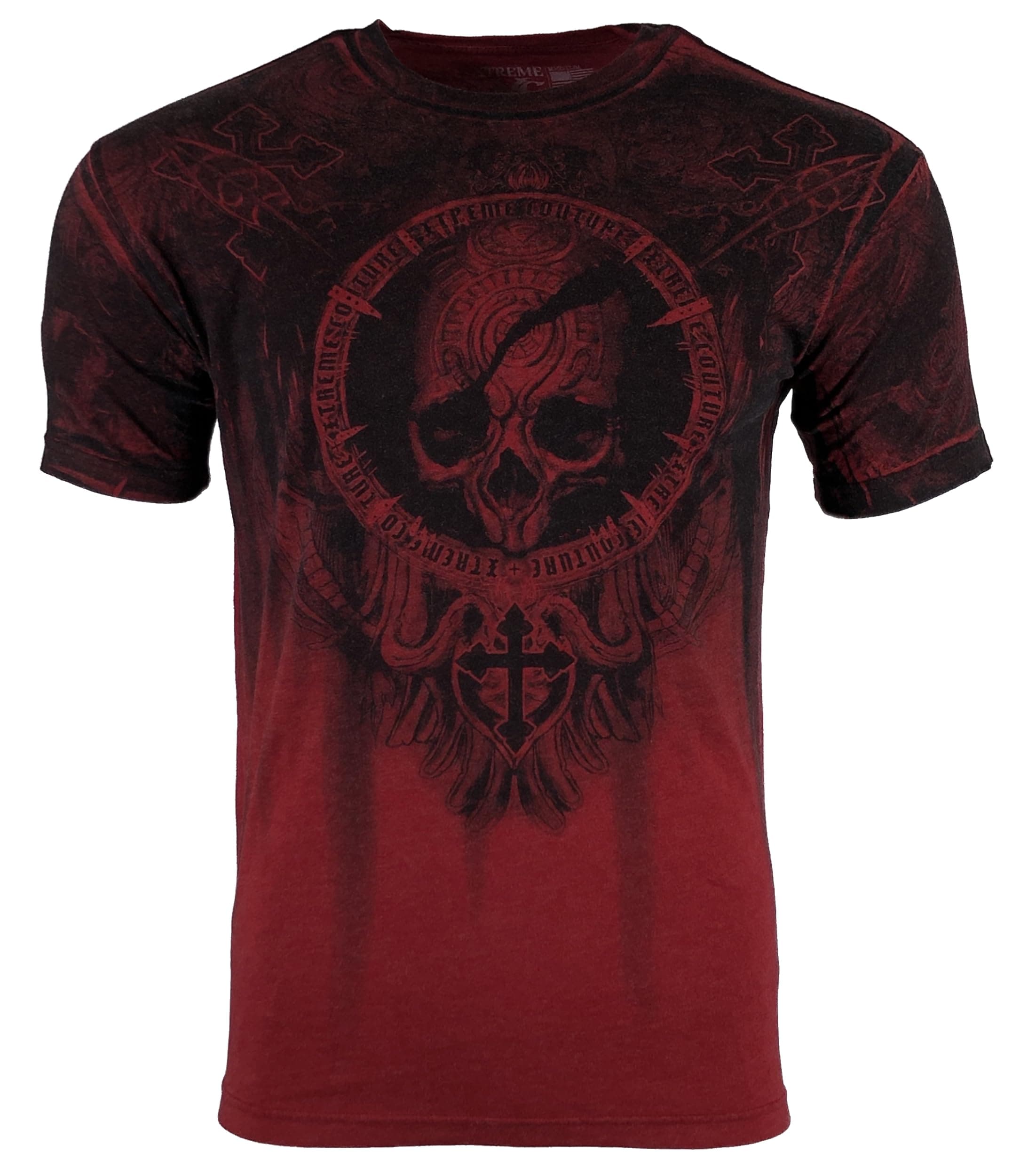Affliction Men's T-Shirt Shadow Walker Red