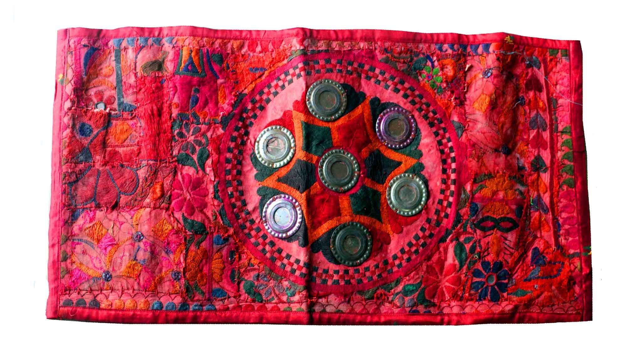 30" X 16" Indian Mirror Work Hanging Decoration Work Wall Handmade Tapestry Hand Banjara Work Embroidered Creative Art T26