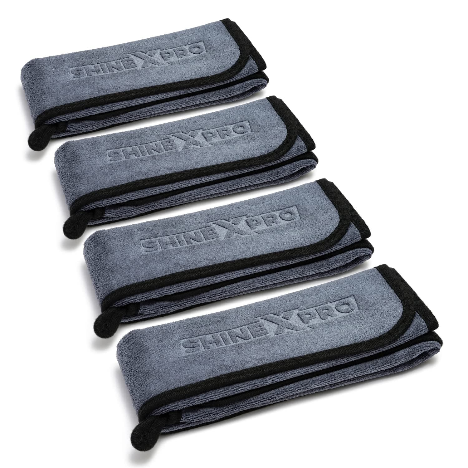 ShineXPro Microfiber Car Cleaning Cloth - Og Soft 500 GSM Extra Large (35X75 Cm) Microfiber Cloth for Car and Bike - Suede Edging for Scratchless Drying and Detailing (Pack of 4) Grey