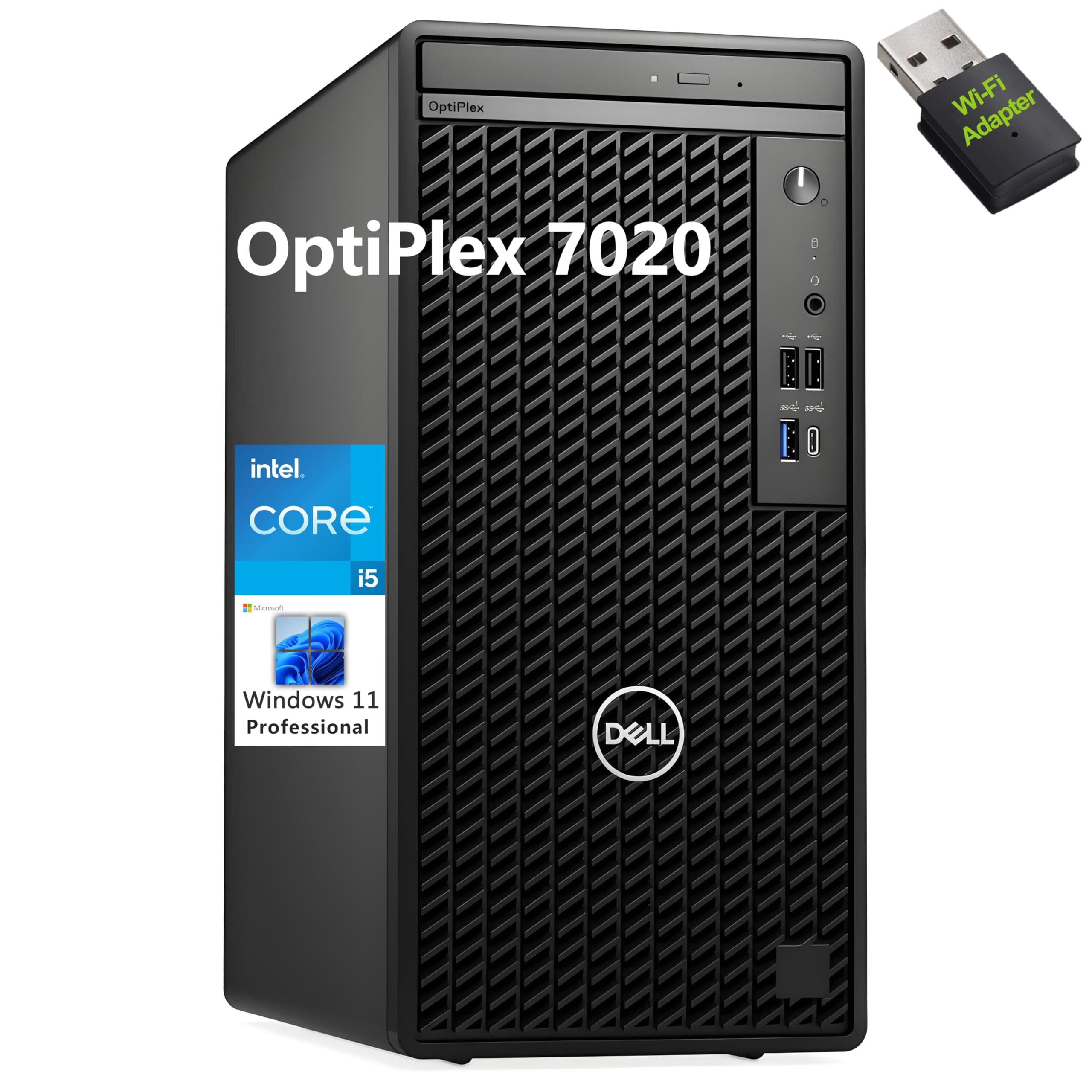 – OptiPlex 7010 Tower Business Desktop Computer, 13th Gen Intel 14-Core i5-13500 (Beat i7-12700), 32GB DDR4 RAM, 1TB PCIe SSD, DVDRW, WiFi Adapter, RJ-45, HDMI, Keyboard & Mouse, Windows 11 Pro