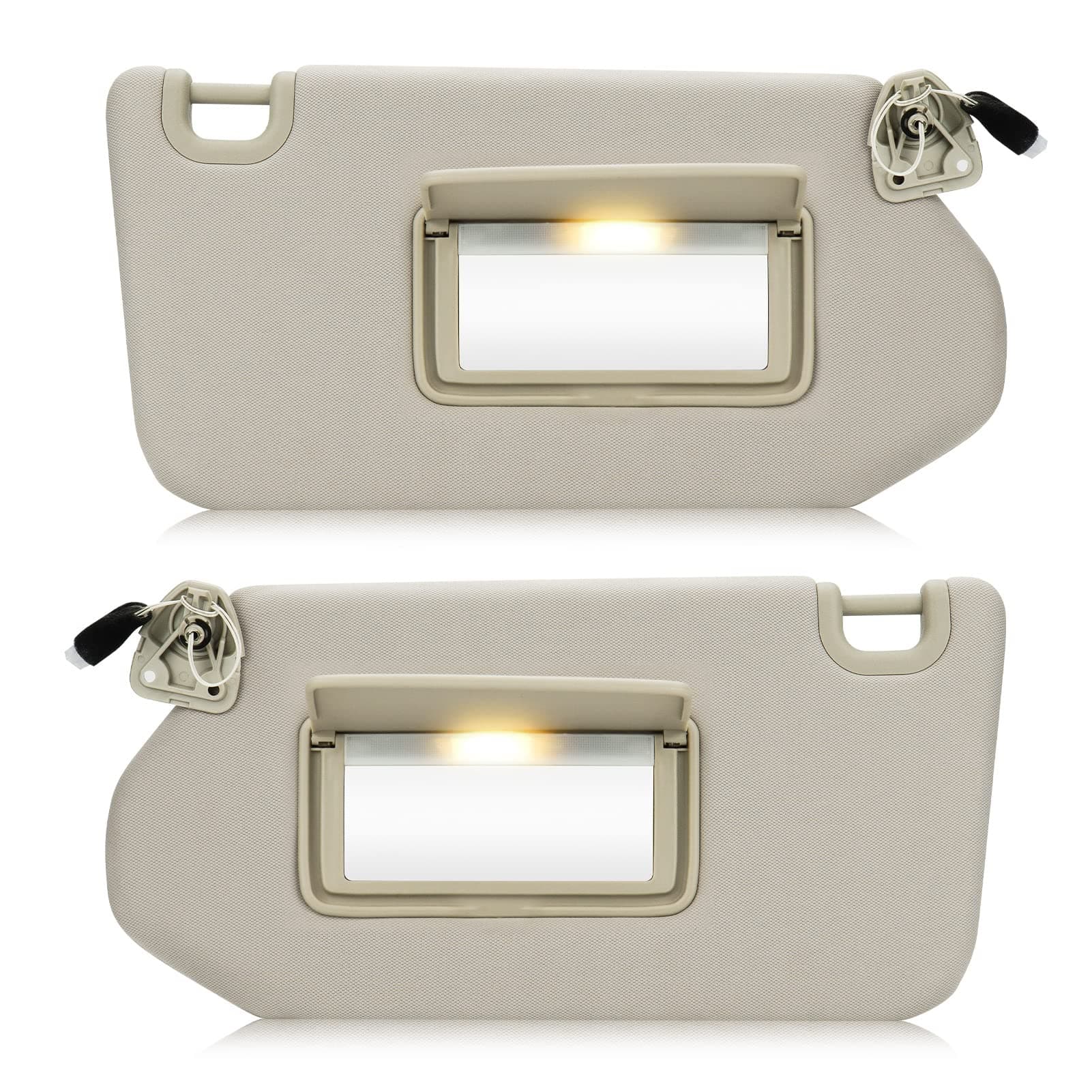 Left Driver & Right Passenger Sides Sun Visor with Light for 2013-2018 Nissan Pathfinder 2014-2017 Infiniti QX60 JX35 Beige Sunvisor Replacement 96401-9PB0A, 96400-9PB0A