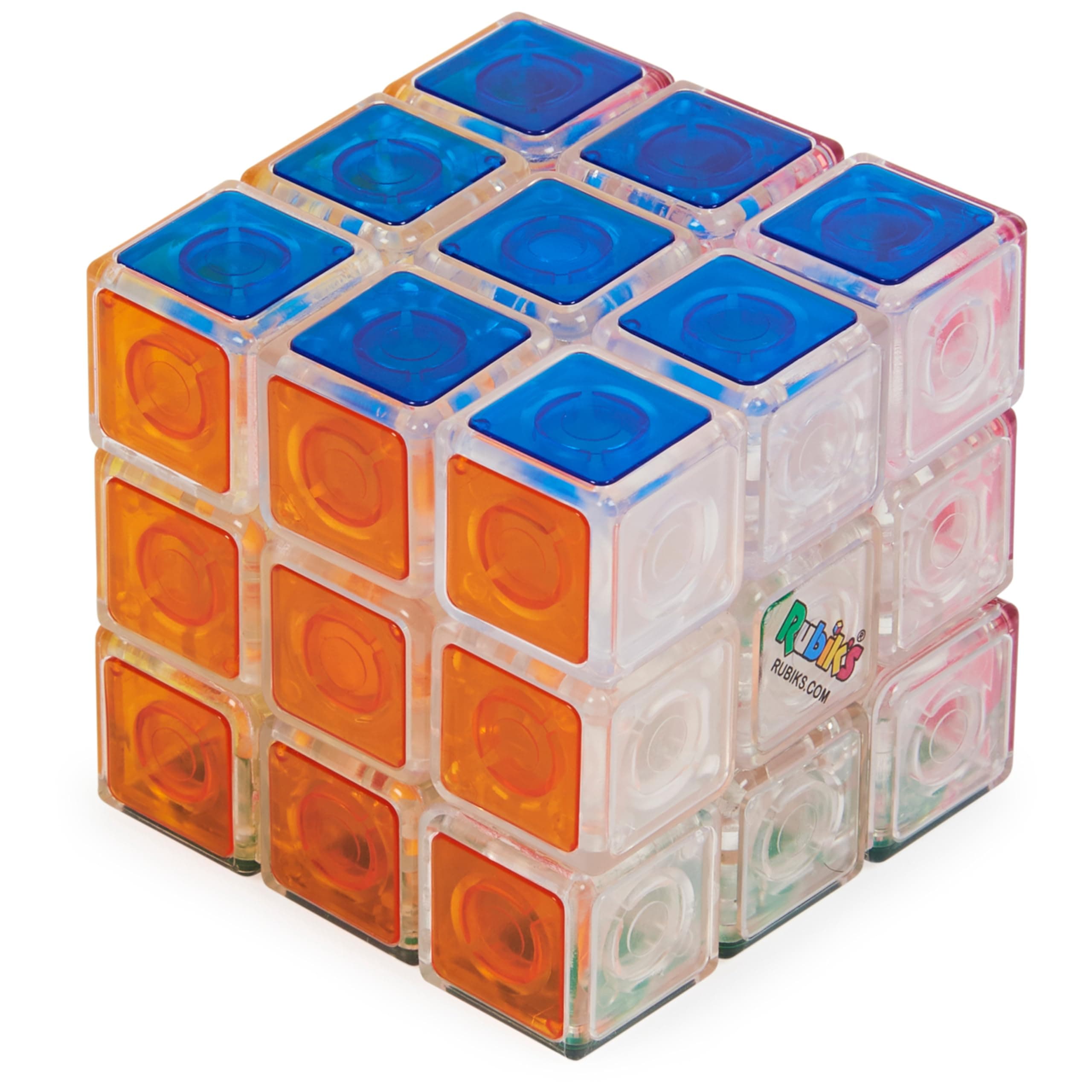 Rubik's Crystal, New Transparent 3x3 Cube Classic Color-Matching Problem-Solving Brain Teaser Puzzle Game Toy, for Kids and Adults Aged 8 and Up