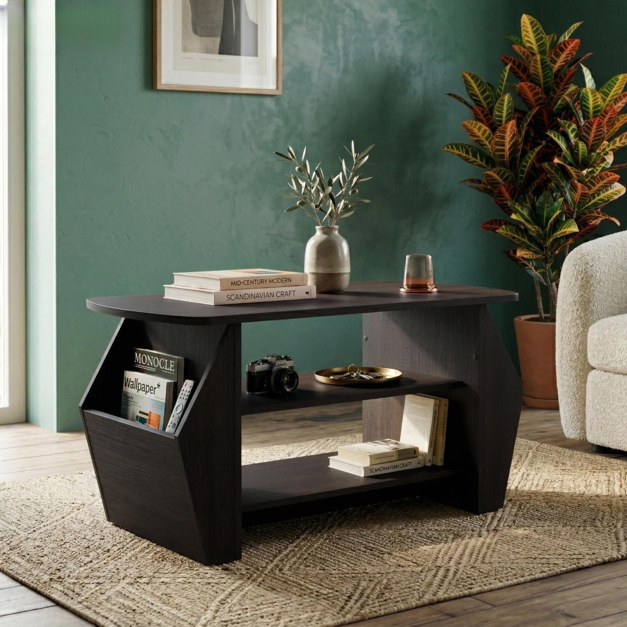 Smash Coffee Table with Storage | Engineered Wood | Center Table for Living Room | Tea Table for Drawing Room and Office | 12 Months Warranty | Dark Wenge Matte Finish