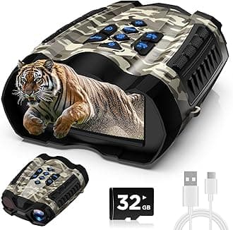 WARMTUYO Night Vision Goggles, 4K Binoculars with Camera, 3.5" HD Display and 32GB TF Card,9 Gear Night Vision, 10X Digital Zoom, 4000mAh Battery Nightvision