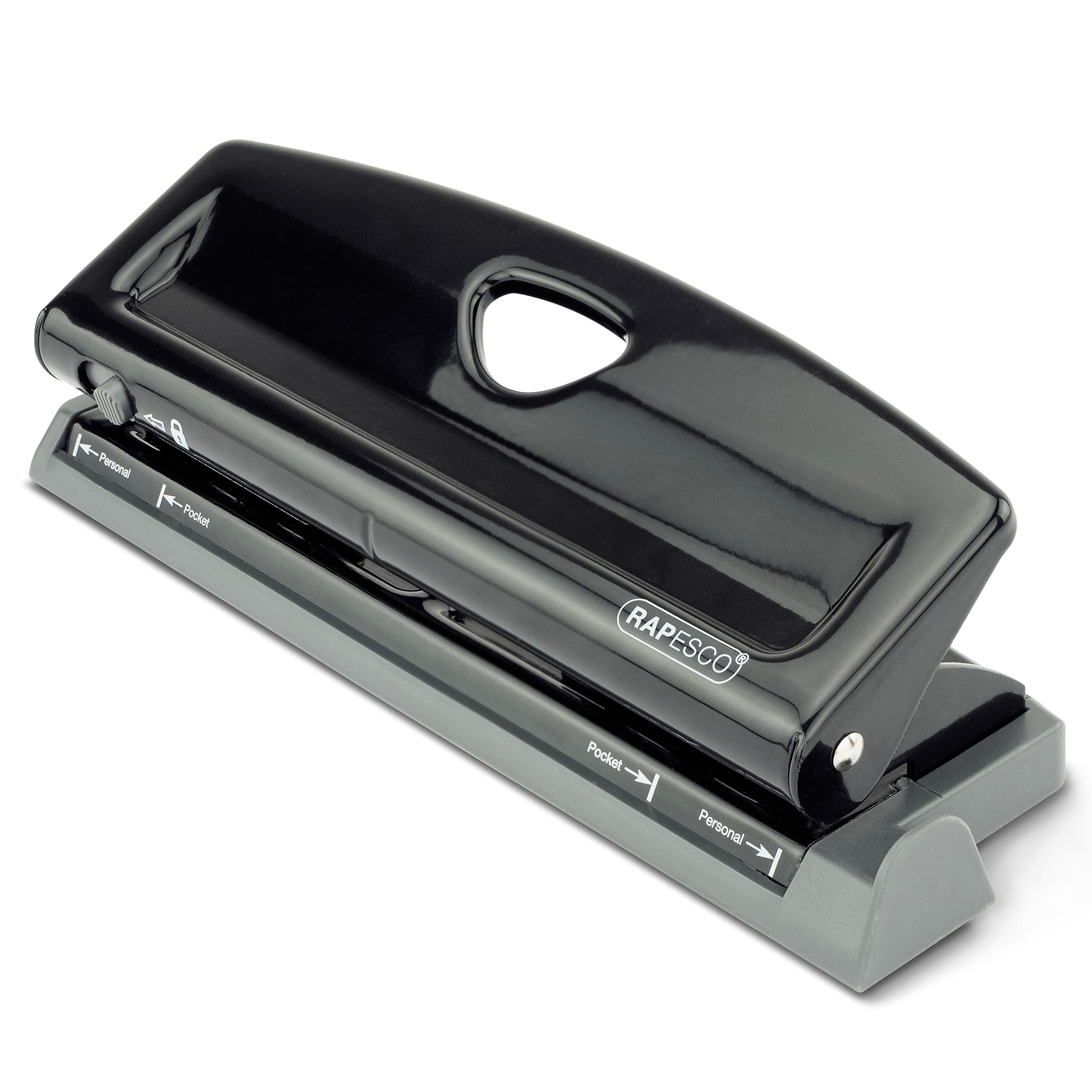1725 Adjustable 6-Hole Punch, 4 x Different Positions, 9 Sheets Capacity, Metal Six Holes Puncher with Lock-Down Handle, Works with A5, A6, Compact, Slimline, Pocket, Filofax Mini, Black
