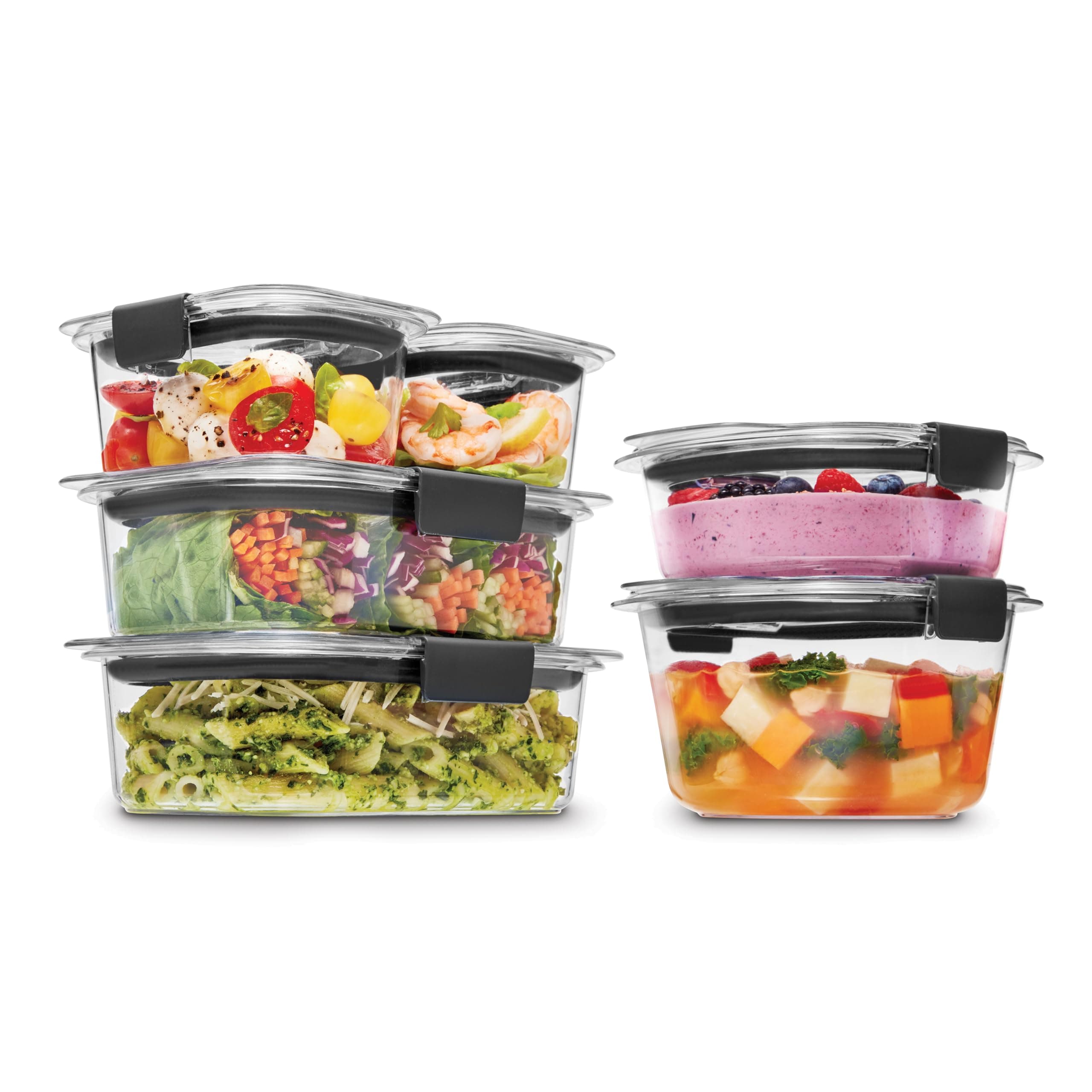 Brilliance® Round and Rectangular Leak Proof Food Storage Containers, 12 Piece Set