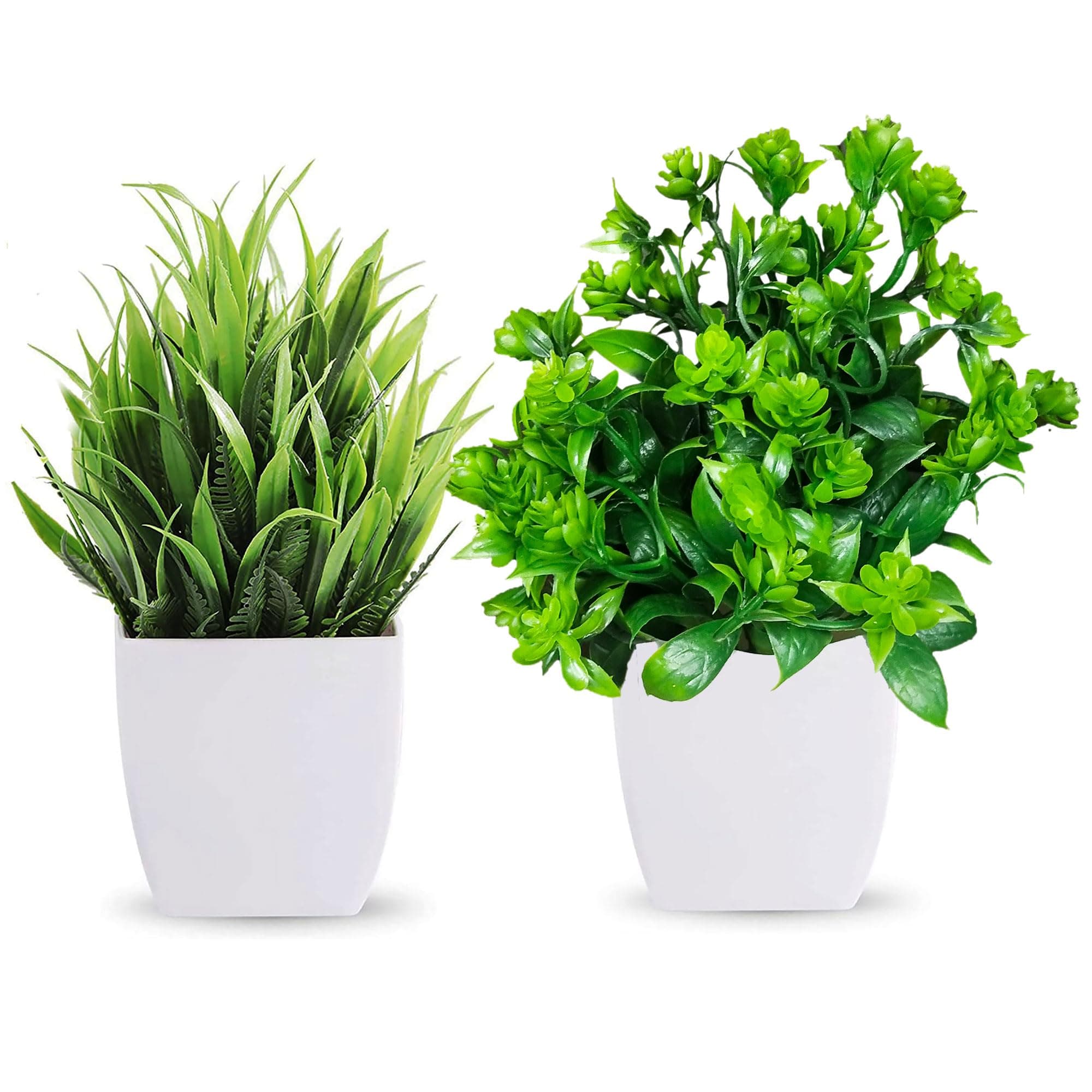 ALOUD CREATIONS Mini Artificial Plants for Home Decor | 2 Pack Fake Plants | Trees for Home Decor | Artificial Plants with Pot | Indoor Plants for Living Room Artificial | Office Decor | Set of 2