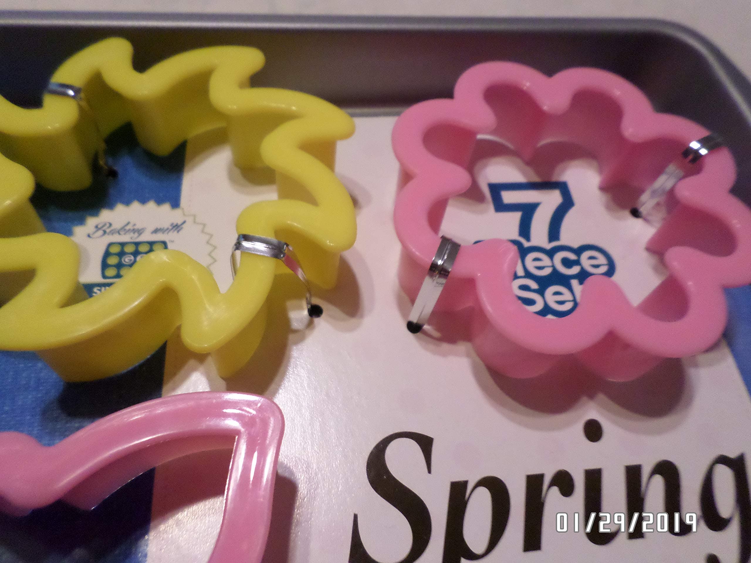 Baking Sheet 7 Pc. Set Spring Cookie Sheet with Assorted Spring Flowers Cookie Cutters Butterfly Tulip Daisy Zinnia Pinwheel Dragonfly Easter Flowers Bakeware