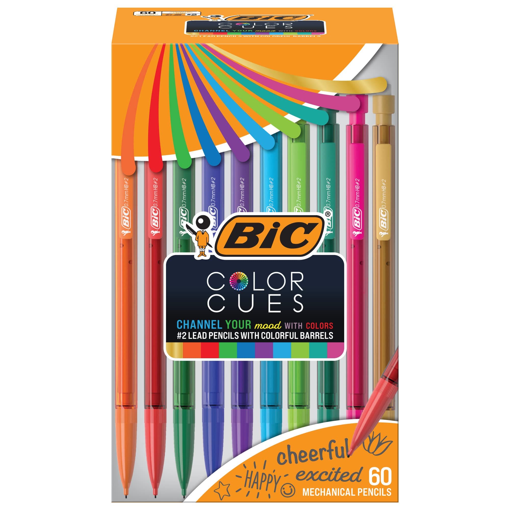 Color Cues Mechanical Pencil Set, 60-Count Pack, Black, Fun Color Pencils for School, Perfect for School Supplies