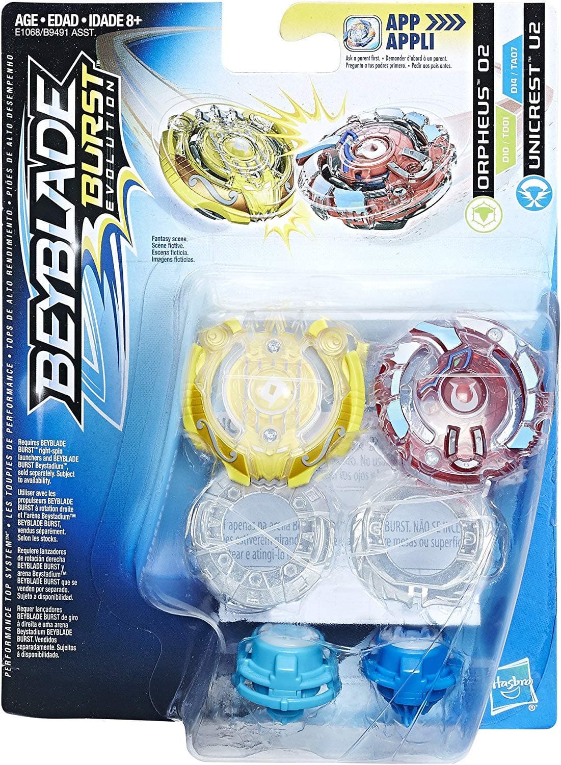 Beyblade Burst Evolution Dual Pack Orpheus and Unicrest U2