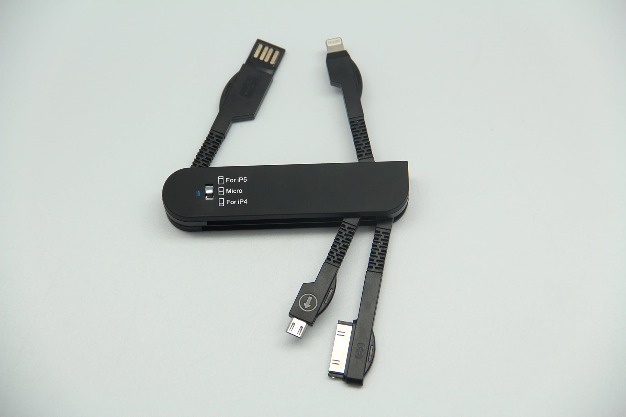 Multi Purpose Swiss Army Knife Shaped USB Cable - Adapater 3 in 1 Black