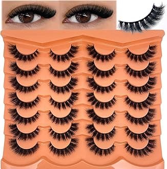 Mink Lashes Dramatic Thick Eyelashes Short Fluffy Volume 3D Cateye Lash Strips Wispy 16mm Full Strip Lashes Faux Mink Eyelashes C Curl 14 Pairs Lash Bulk YH216