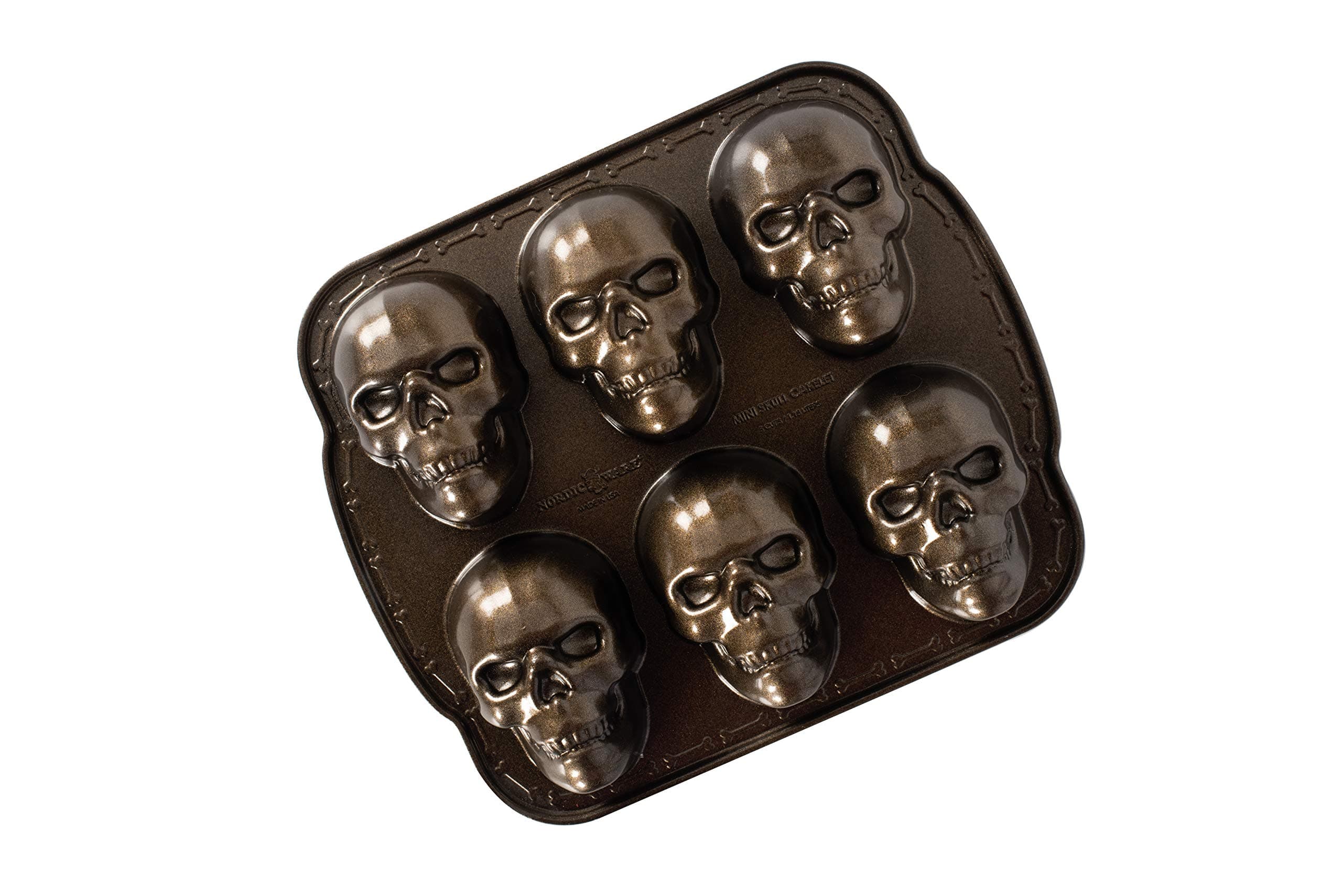 Nordic Ware Halloween Bakeware, Haunted Skull Cakelet Pan, Bronze