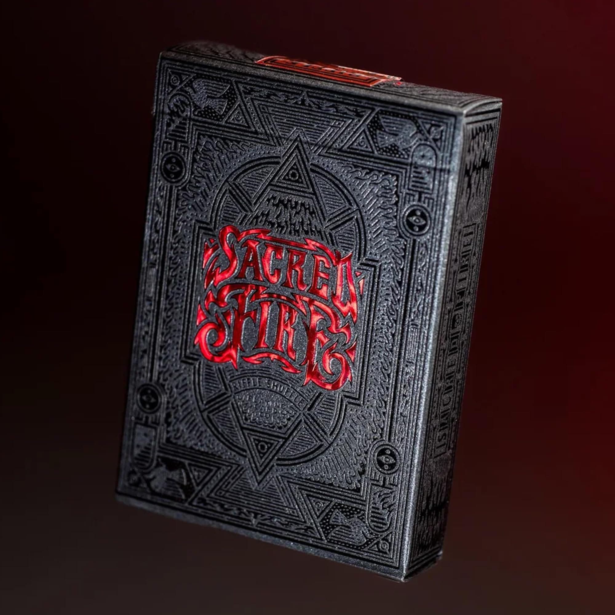 SYNCSPIKE Sacred Fire (Eternal Flame) Playing Cards with Clear Case - Limited Editions: Emerald Flare and Sapphire Blaze, Die-Cut Window Tuck, Foiled Number Seal, Precision Embossing, Matte Finish