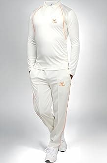 Cricket Uniform Dress Set White T Shirt and Trousers, Adult Size, Men's