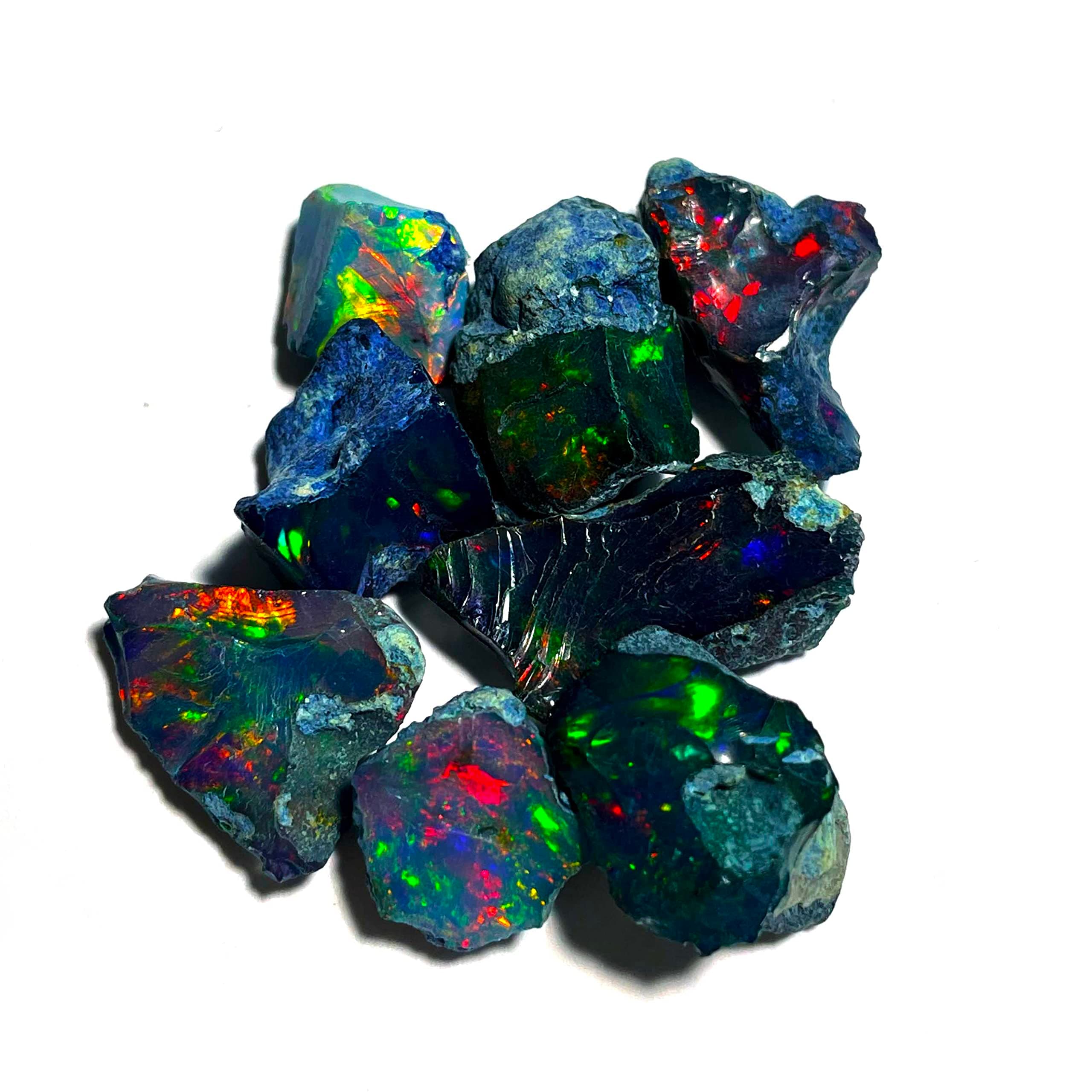 Black Opal Rough 5 Pcs 7x10 mm AAA Quality Black Opal Raw,Natural Ethiopian Opal Gemstone Rough, Welo Multi Fire BlackOpal