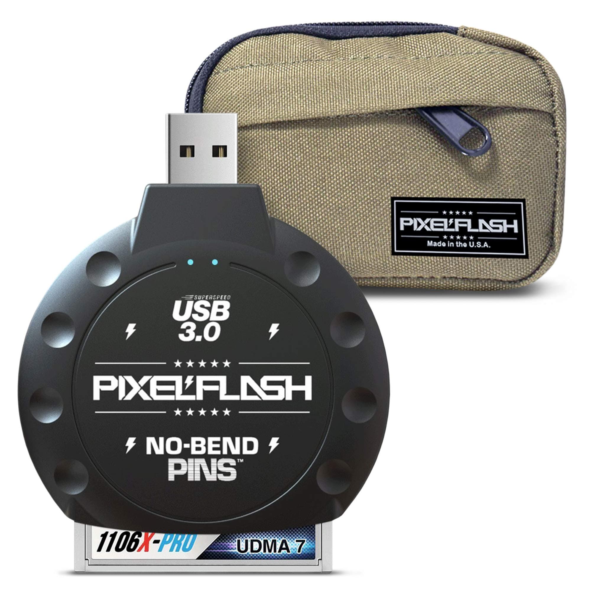PixelFlash No-Bend Pins USB 3.0 CF Card Reader SuperSpeed Compact Flash Adapter with Bonus PixelFlash Tactical Gear Bag