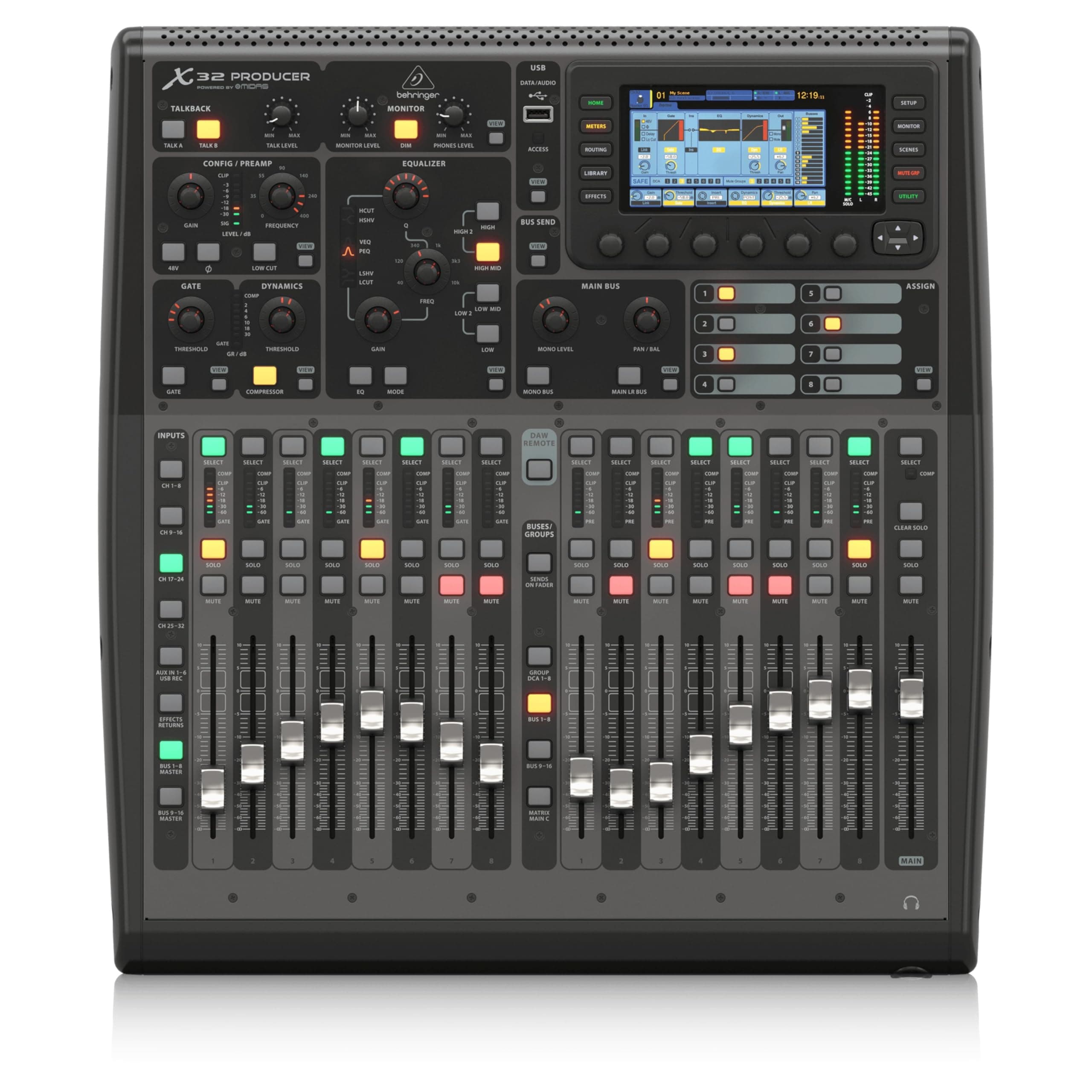 Behringer X32 PRODUCER Rack-Mount Digital Mixing Console, 40-Input/25-Bus, 16 Midas-Designed Mic Preamps, 17 Motorized Faders, 32x32 USB Audio Interface, Touring Road Case