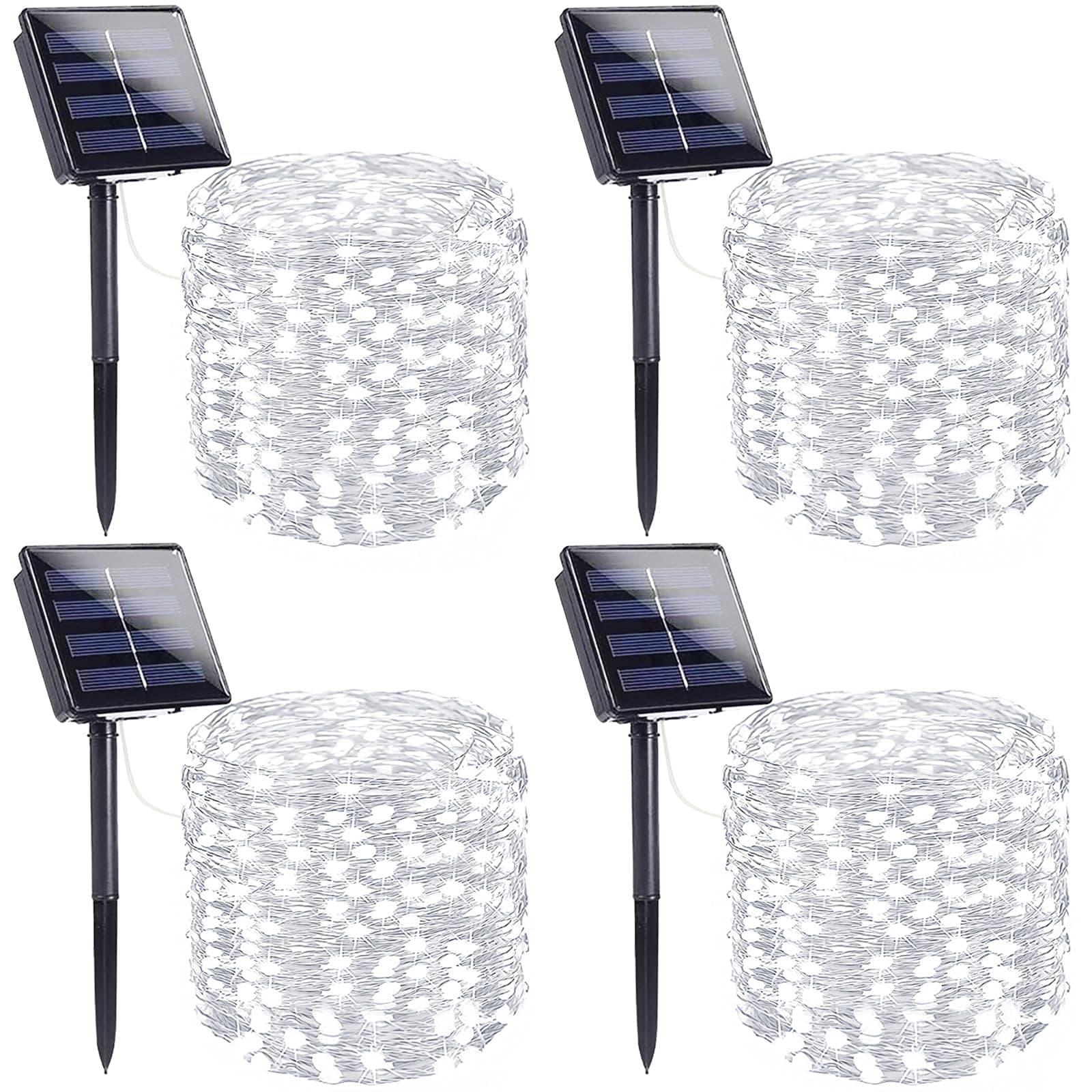 4 Pack Solar String Lights Outdoor, Extra-Long 400LED Solar Fairy Lights Waterproof, Outdoor Solar Twinkle Lights Silver Wire 8 Modes Solar Outside Lights for Tree Garden Party Xmas Decor (Cool White)