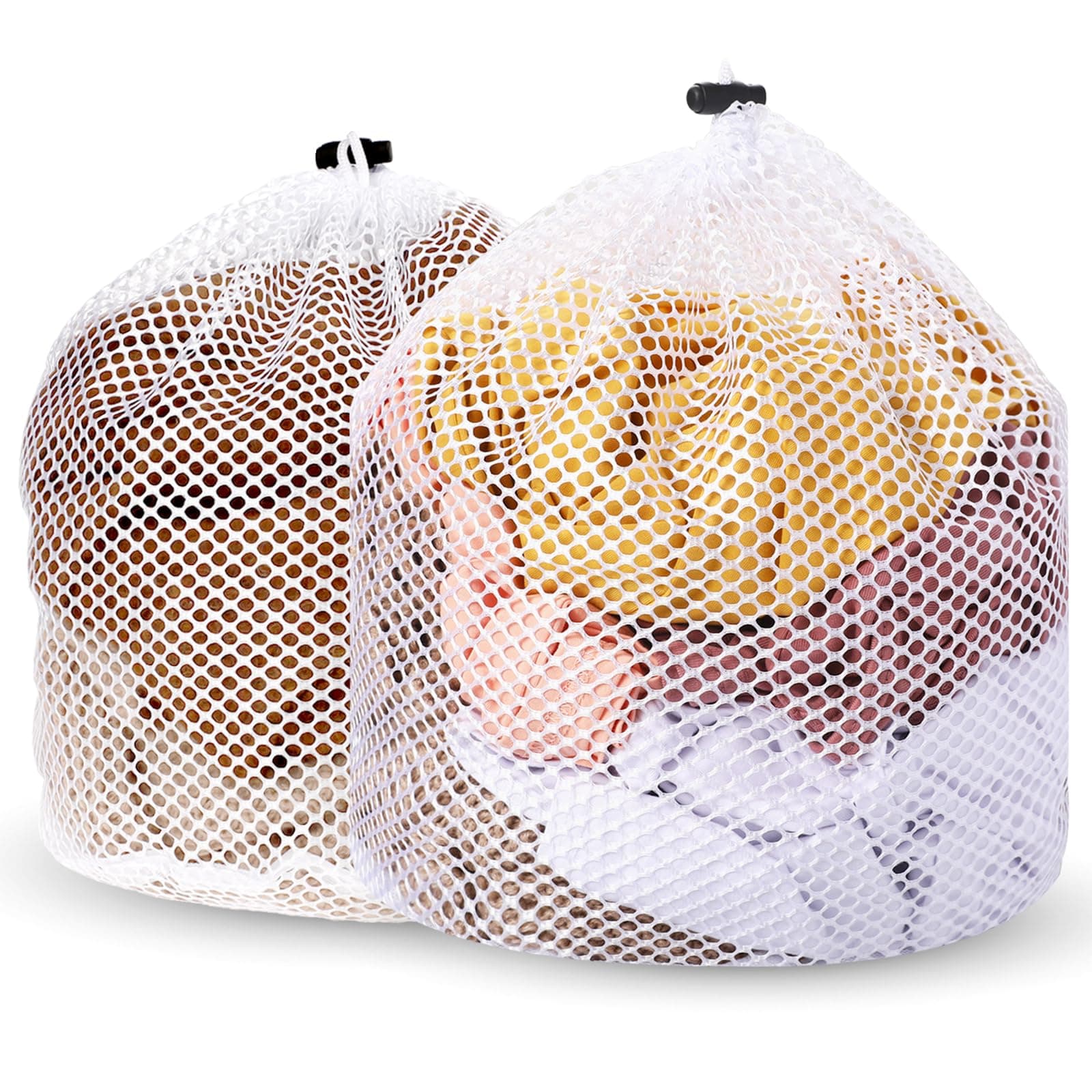 2 Packs Laundry Mesh Bags, Drawstring Net Laundry Bag for Washing Machine, Mesh Wash Bags, Heavy Duty Dirty Clothes Washing Machine Bag, Travel Washing Bag for Cloths Blouse Underwear(50x60/60x80cm)