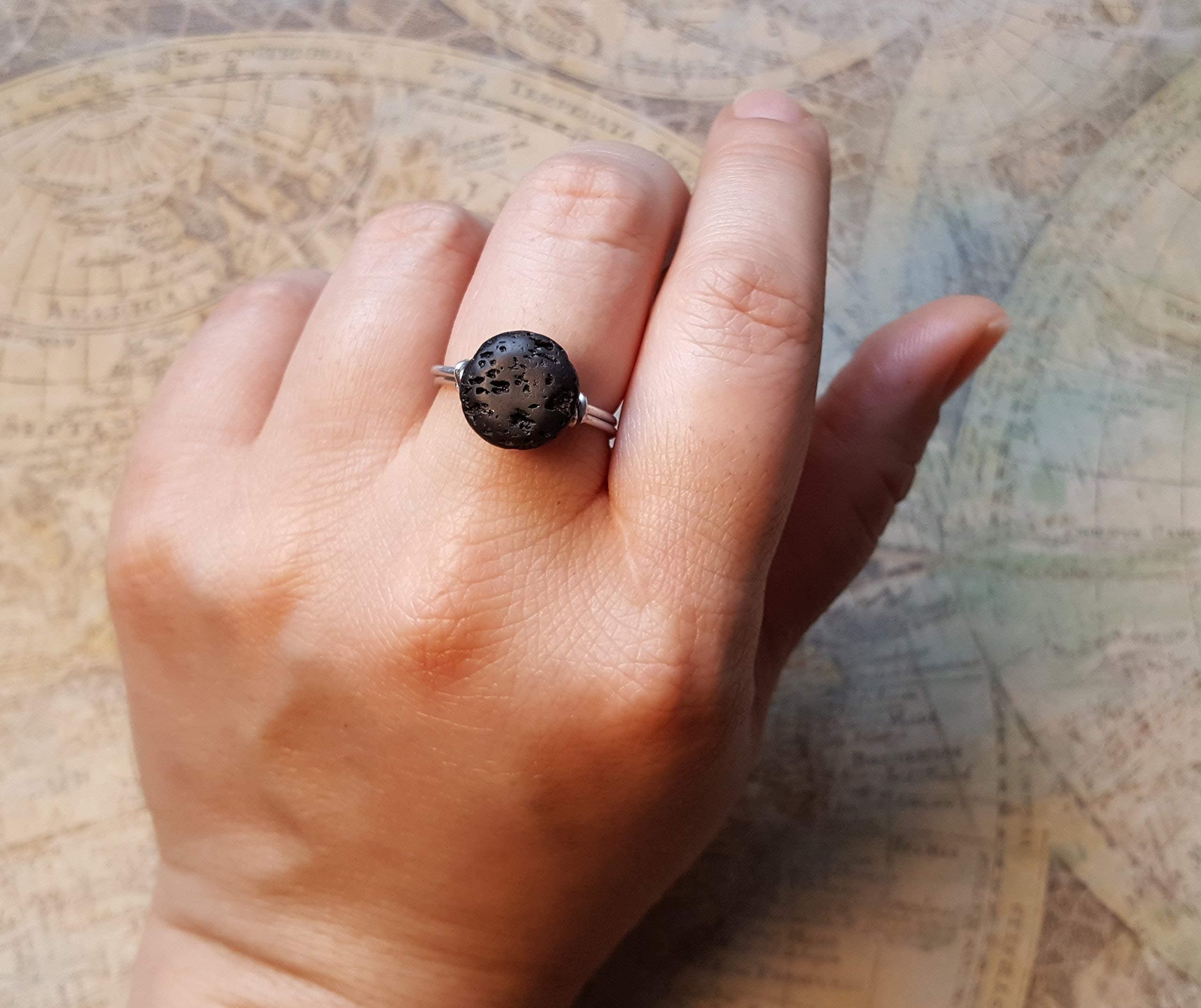 Lava Rock Aromatherapy Ring, Oil Diffuser Ring, Lava Rock Ring, Aromatherapy Jewelry, Oil Diffuser Jewelry