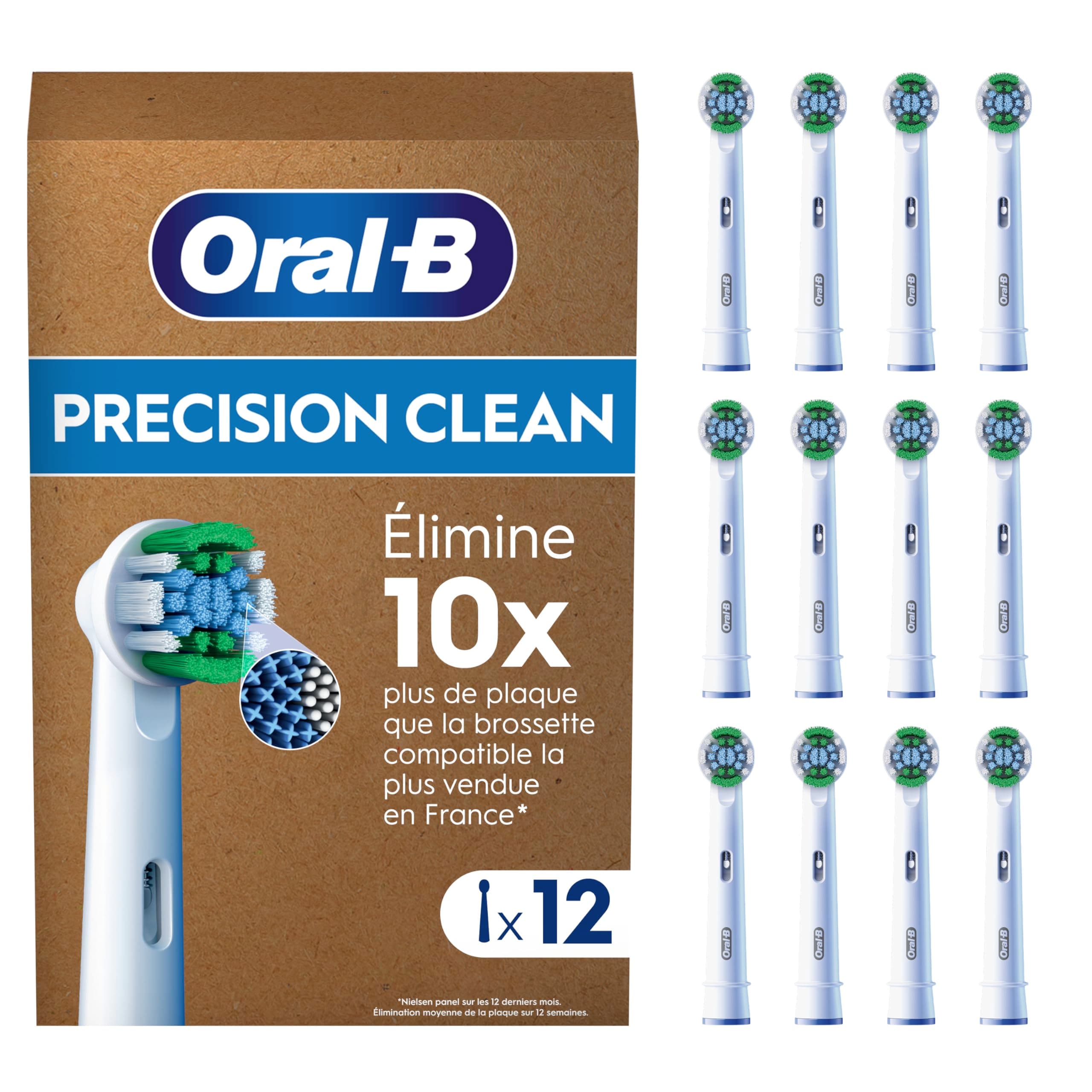 Oral-B Pro Precision Clean ORIGINAL Electric Toothbrush Head, X-Shape And Angled Bristles for Deeper Plaque Removal, Pack of 12 Toothbrush Heads, Suitable For Mailbox, White
