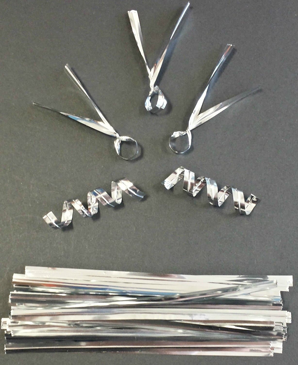 100 Silver Metallic Twist Ties by Loypack UK