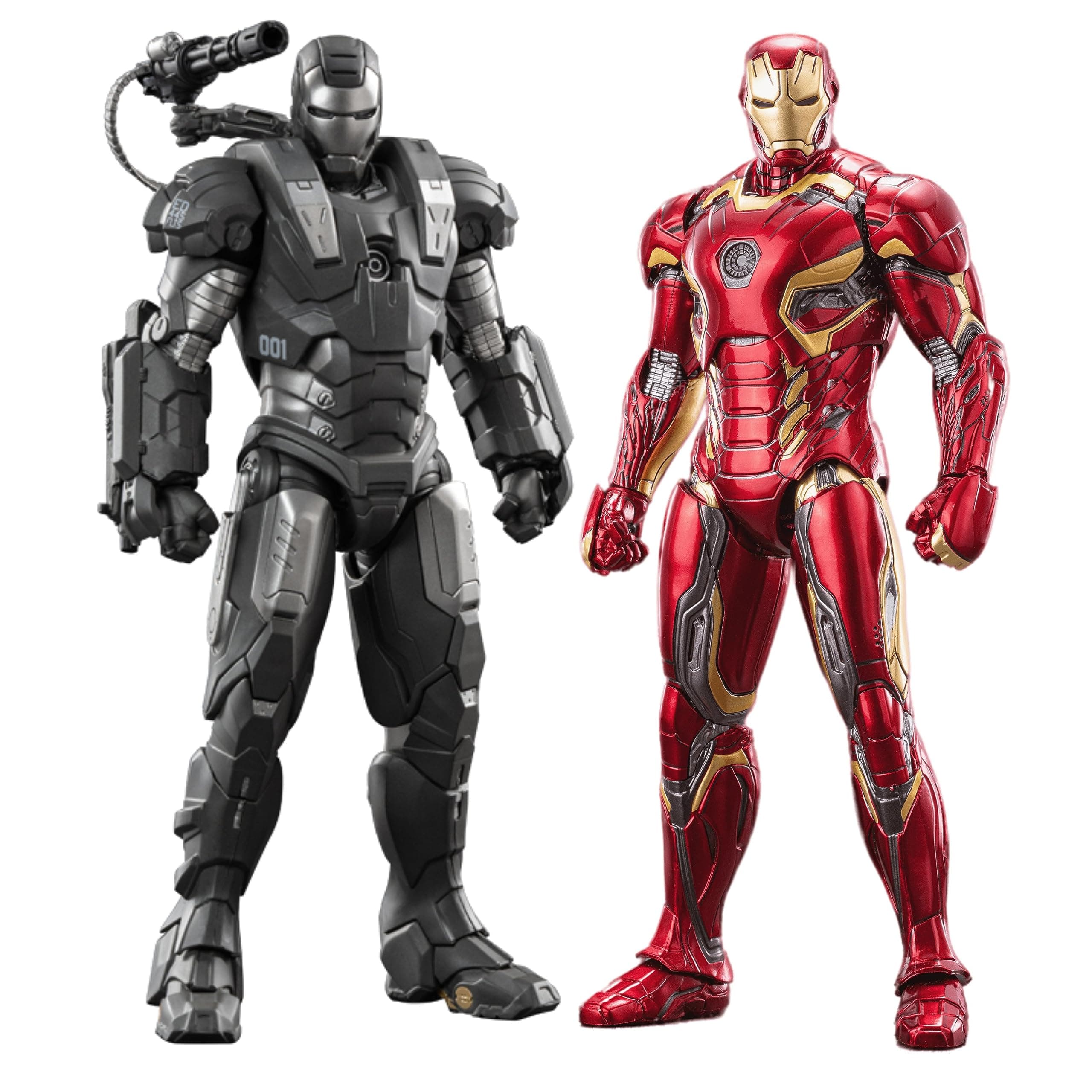 LonullyMege Iron Man Action Figure Set 2 Pack 7" Fully Articulated Collectible Toy - Full Metal Painting with Accessories Suit Up Models (WM1 & MK45)