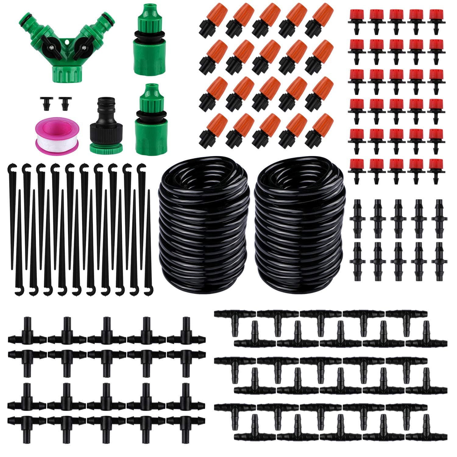 Aiglam Irrigation System Garden, Drip Irrigation Kit 30M Automatic Irrigation Micro Sprinkler Shrub Drip Kit Garden Irrigation for Landscape, Flower Bed, Patio Plants (149pcs)