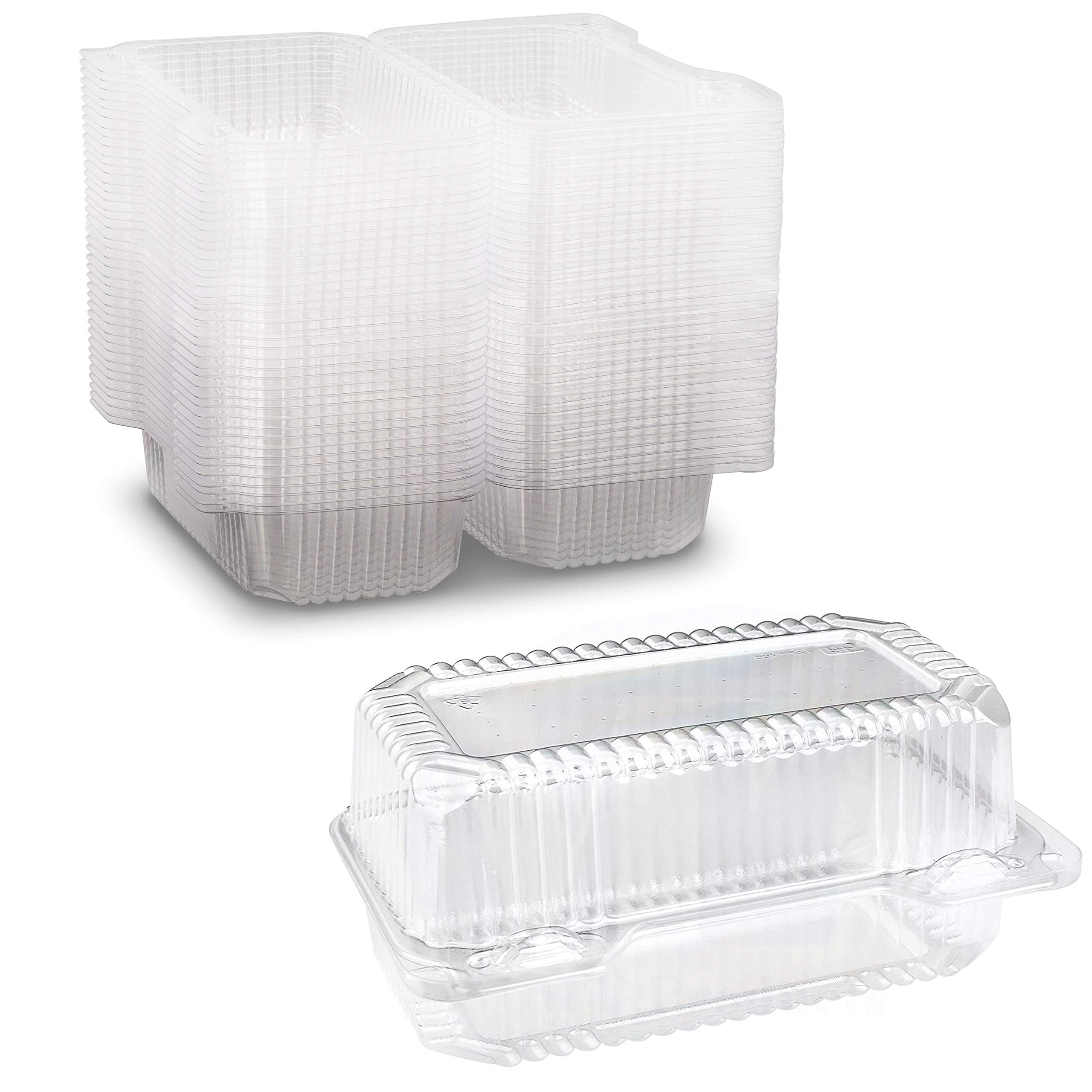 MT Products Disposable Sturdy Plastic Hinged Loaf Containers - Durable Small Hoagie Container (Pack of 40) Made in The USA
