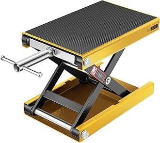 VIVOHOME Motorcycle Lift Scissor Jack Steel Wide Deck Hoist Crank Center Stand 1100 LBS Capacity for Motorcycles, ATVs, Dirt Bikes Yellow