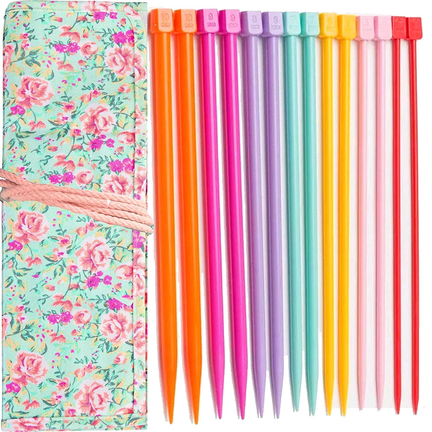 Knitting Needles Plastic Straight Single Pointed Knitting Needles 4.0mm 5.0mm 6.0mm 7.0mm 8.0mm 9.0mm 10.0mm for Beginers+❤️ durabe knitting bag❤️