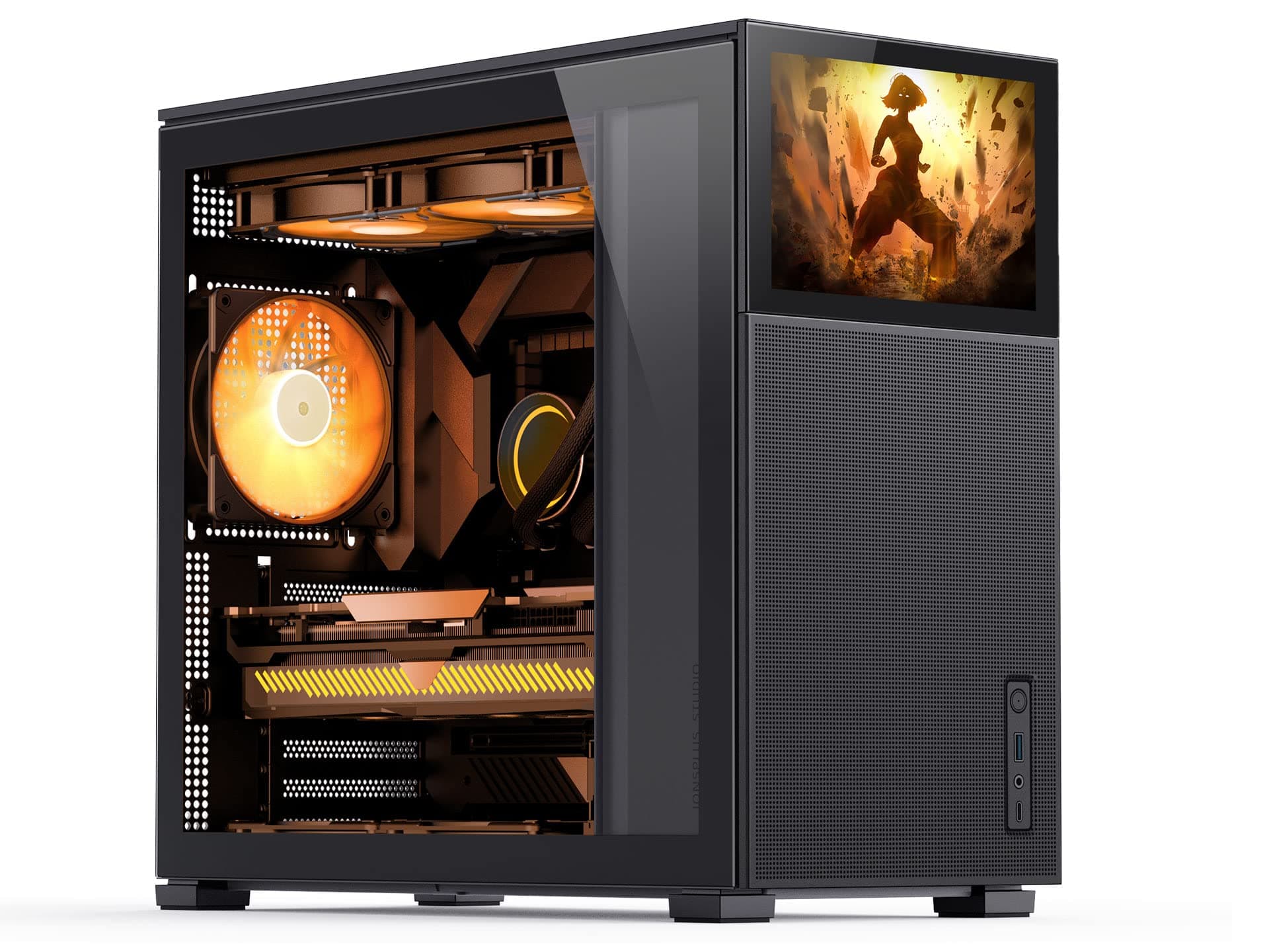 JONSBO D41 MESH SC Black ATX Computer Case With Screen, Support RTX 4090(335-400mm) GPU 360/280AIO, Power ATX/SFX: 100mm-220mm, Multiple Tool-Free Design