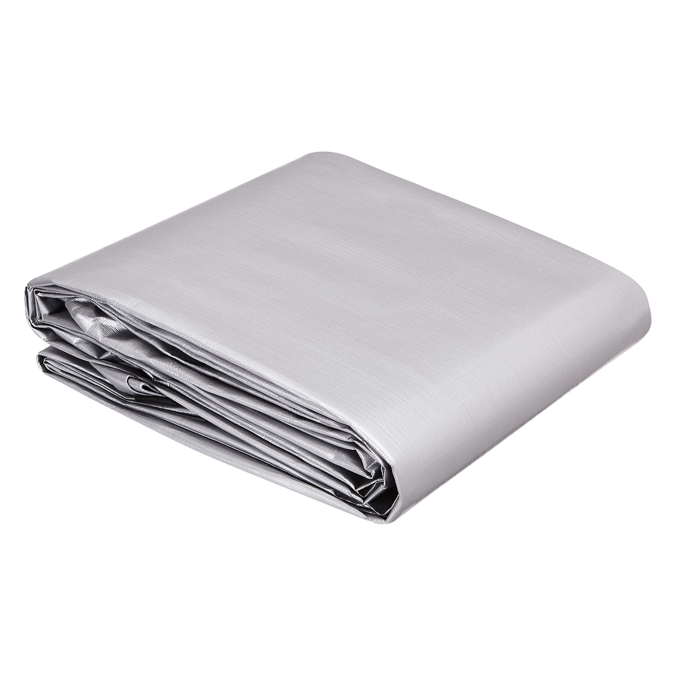 Multi Purpose Waterproof Poly Tarp Cover, 3.6 x 6 m (12 x 20 ft), 16MIL Thick, 1-Pack, 6kg, Silver, Black