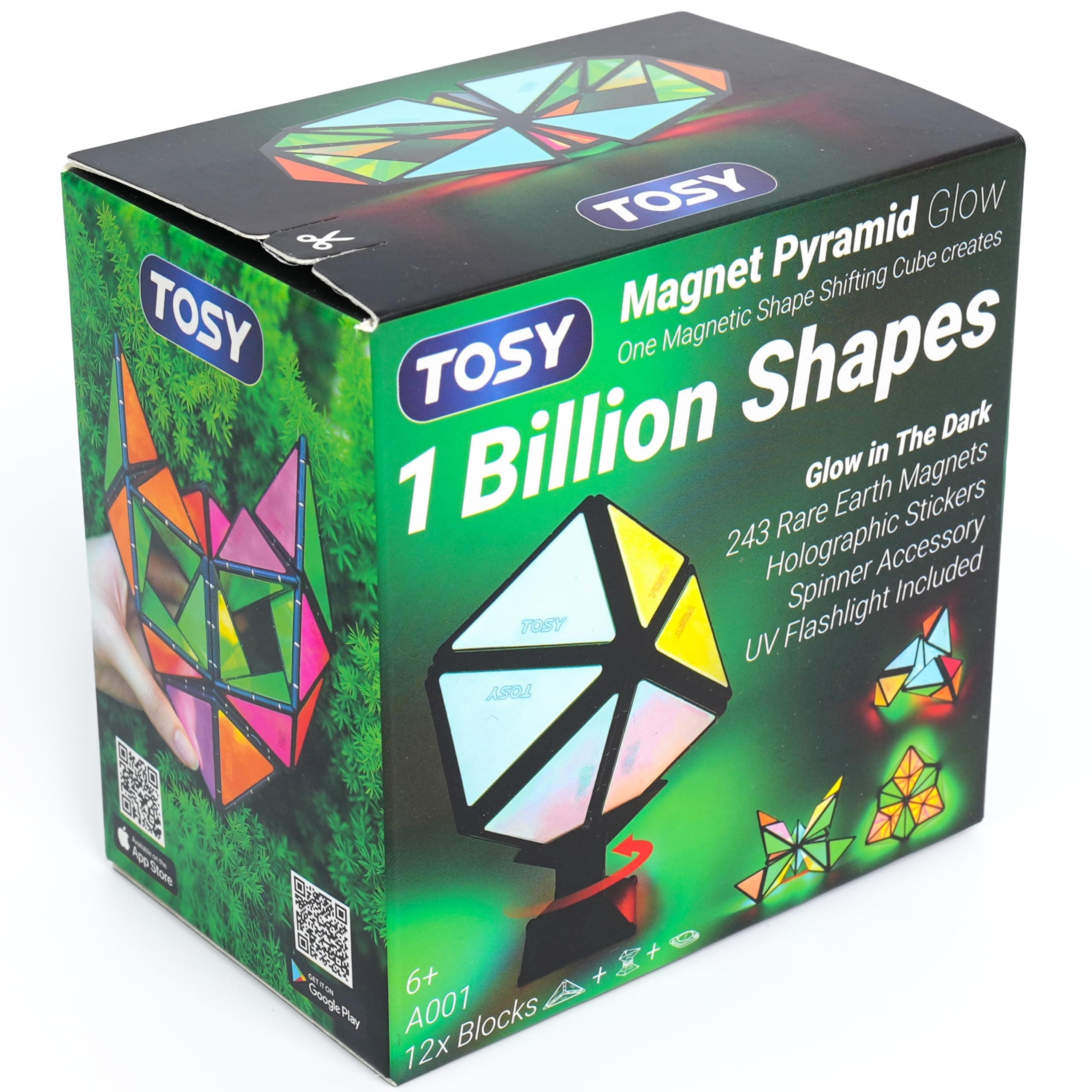 - TOSY Magnet Pyramid Glow - 1 Cube Transforms into 1 Billion Shapes (Bunny, Egg, Flowers, Hearts), Easter Basket Stuffers Gift, 12 pcs, 243 Magnets, Glowing, Holographic Design, Puzzle/STEM Toy