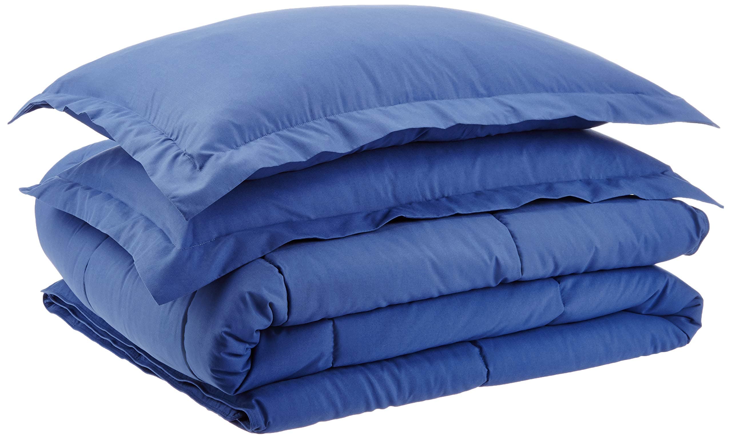 Amazon Basics Down-Alternative Comforter Bedding Set with Pillow Sham - King, Navy Blue