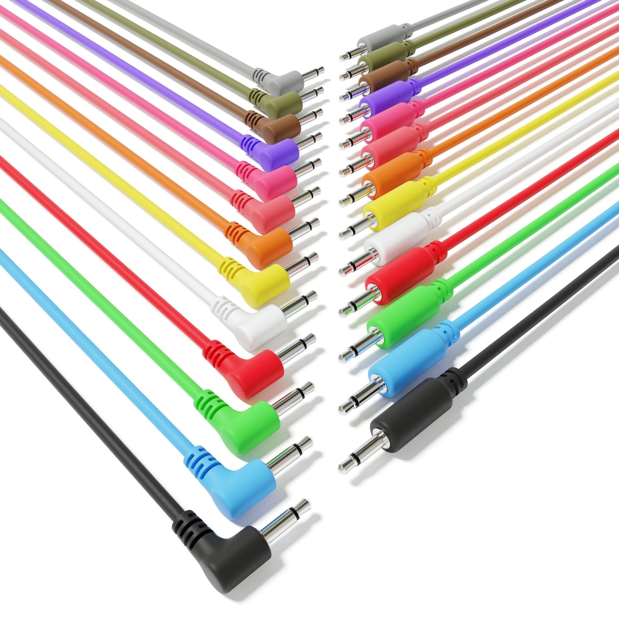 Hybrid Mono Modular Patch Cables - TS 3.5mm 1/8" - Eurorack Synth Synthesizer [13-Pack | 150 cm - 59.06"]