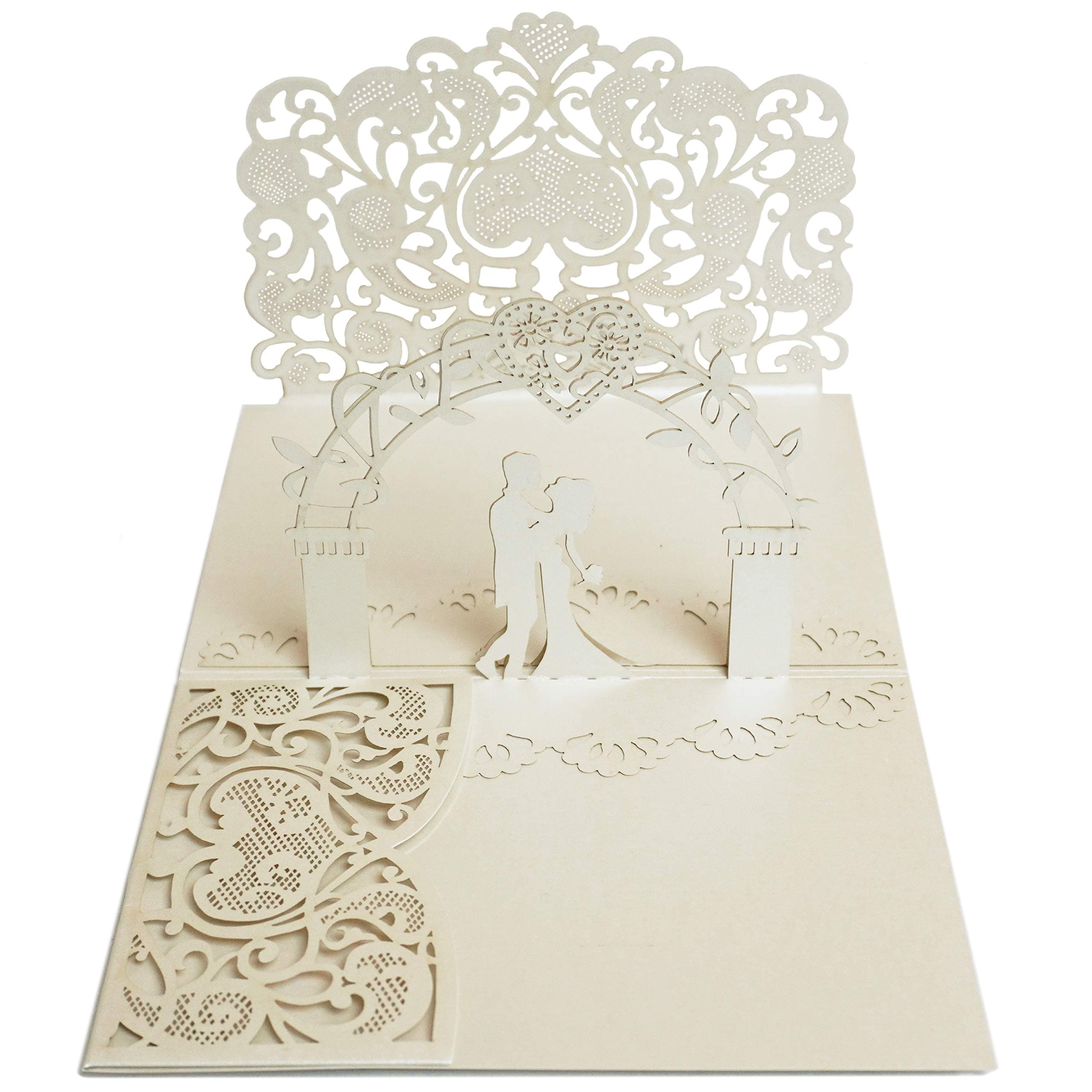 Dekali Designs Wedding Pop Up Card for Couples With Envelope - Christian Wedding Card with Bible Verse About Love (White - 5x7 Inches Greeting Card)