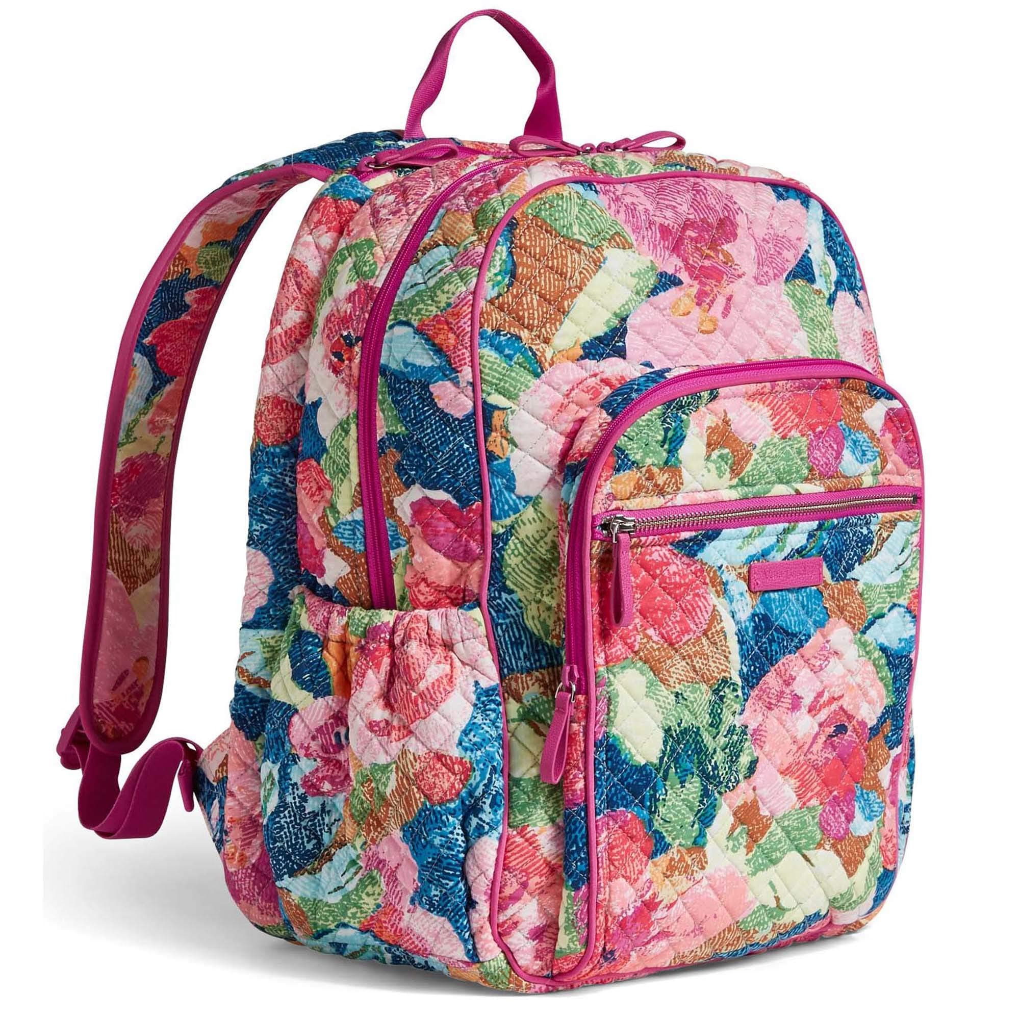 Vera Bradley Signature Cotton Iconic Campus Backpack, Pink/Superbloom