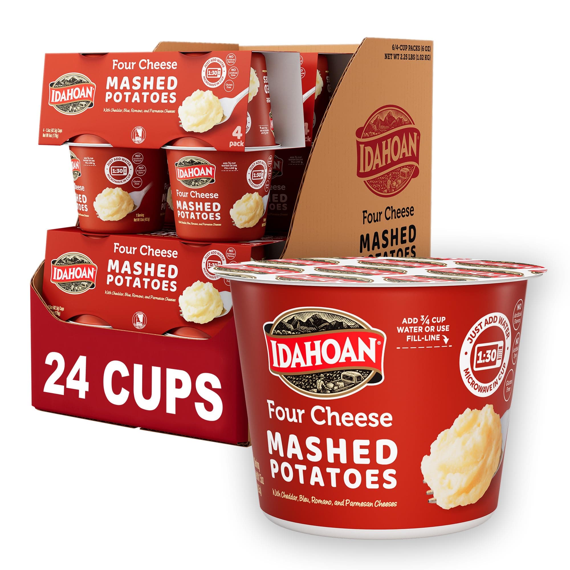 Four Cheese Instant Mashed Potatoes 1.5 oz Cup, (24 count)