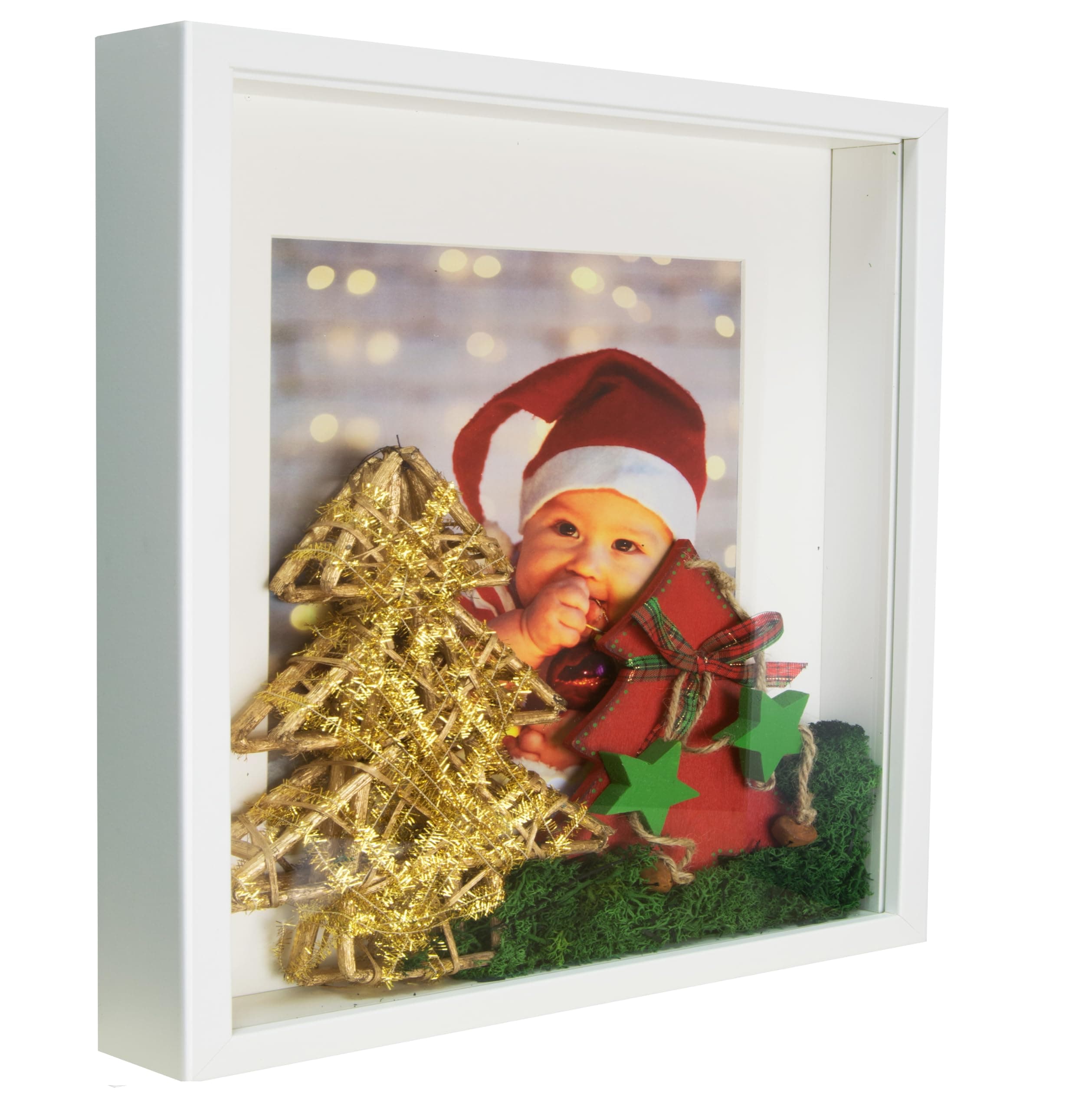 BD ART Shadow Box Frame 11x11x1inch, Square, White, Display 3D Frame Picture with Mount 8x8 Plexiglass for Filling, for Objects, Photos, Souvenirs, for Crafts,Baby Items, dried Flowers