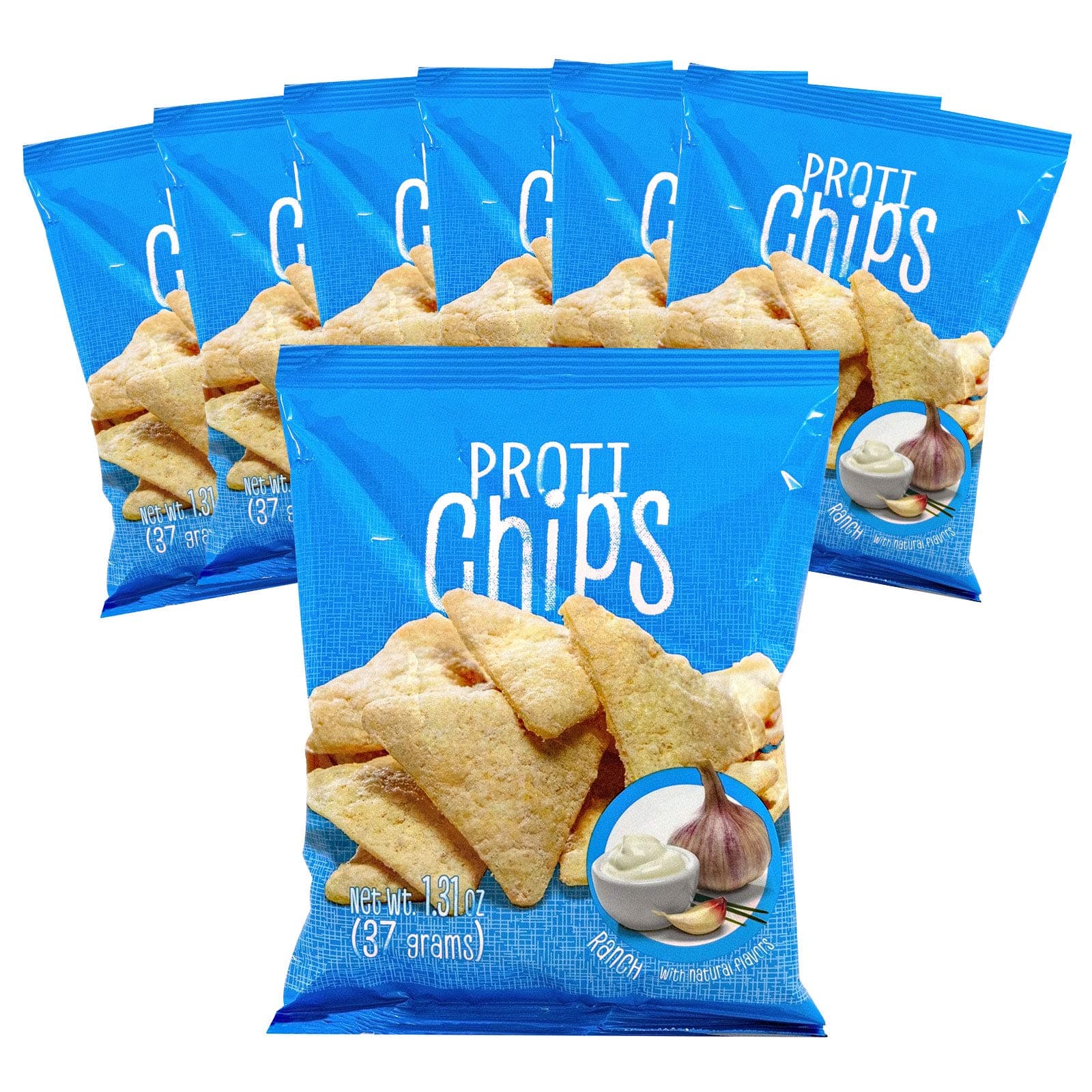 High Protein Ranch Crisps, Crunchy Diet Snack, Sugar-Free, 15g Protein, Low Fat, Low Carb, High Fiber, Gluten Free, Healthy Snack Chips, 1 Pack of 7 Servings Bags