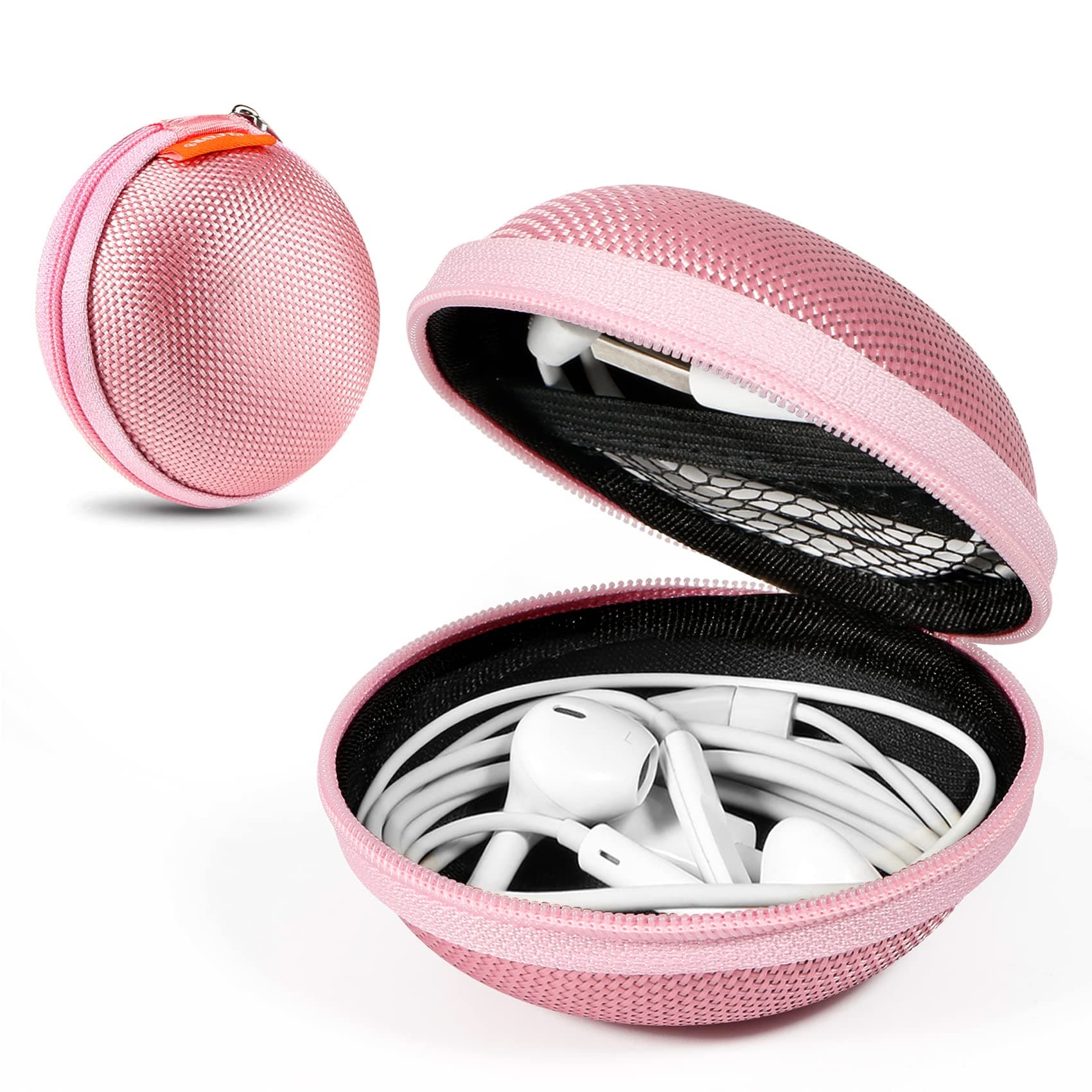 2 Packs GLCON Hard Earphone Case Headphone Organizer - Shockproof Mini Earbud Carrying Case for AirPods - High Protection Small EVA Storage Pouch Bluetooth Earpiece Bag - Lightweight Coin Purse (Pink)